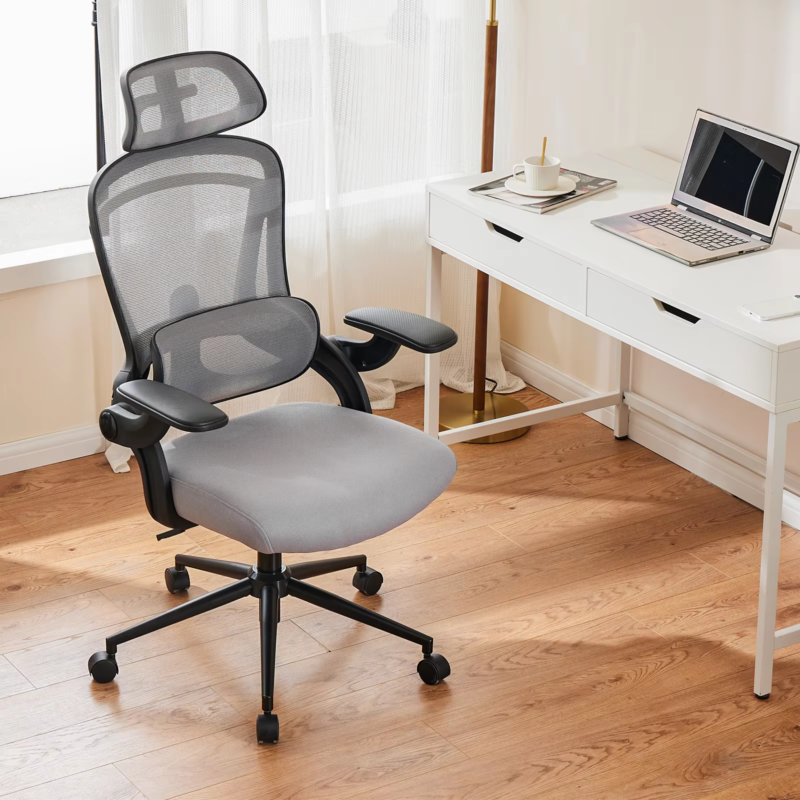 Ergonomic Mesh Office Chair, Adjustable Lumbar Support, 120° Tilt, Flip-Up Arms
