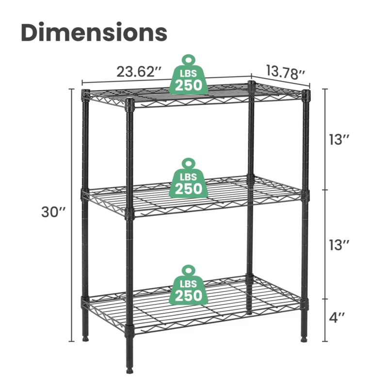 3-5 Tier Storage Bookshelf, Adjustable Wire Racks, Heavy Duty Shelf Organizer