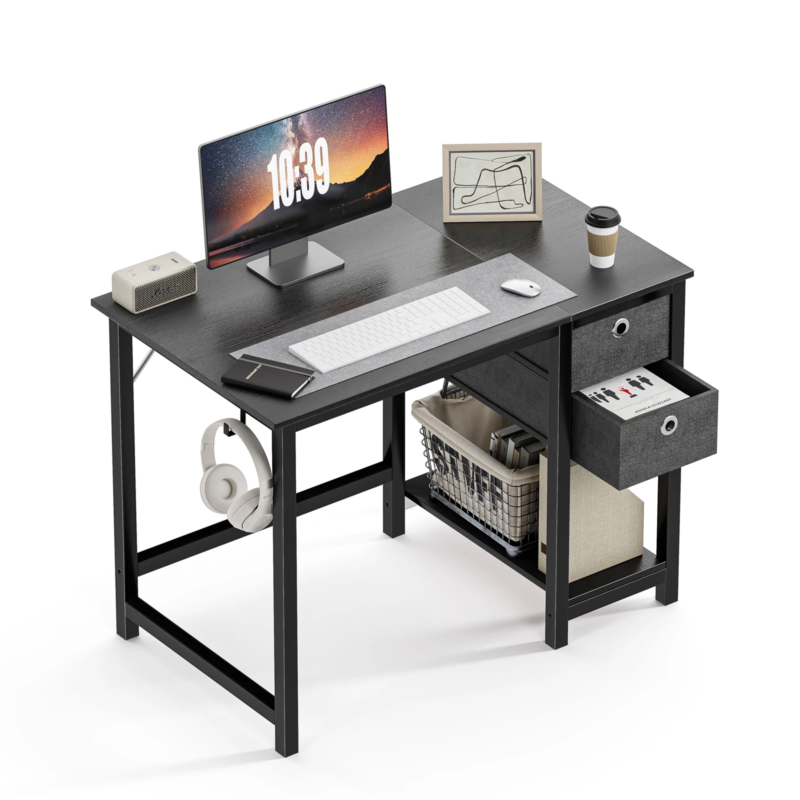 Computer Desk with Drawers, Home Office Desk, Writing Desk, Study Table, 2-Tier