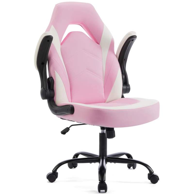 Ergonomic Gaming Chair For Home & Office, Adjustable PU Leather, Flip-Up Armrest