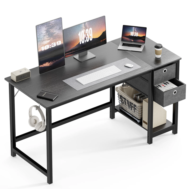 Computer Desk with Drawers, Home Office Desk, Writing Desk, Study Table, 2-Tier