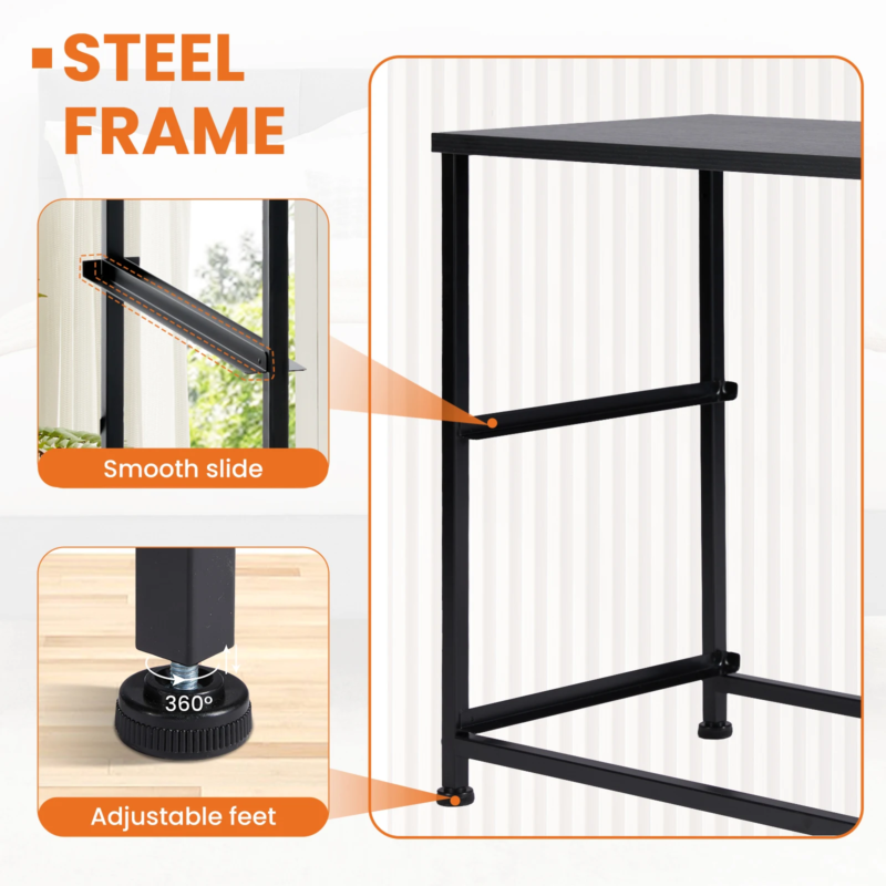 2 Drawers Dresser Beside Table with Metal Frame and Wood Top, Storage Cabinet for Living Room