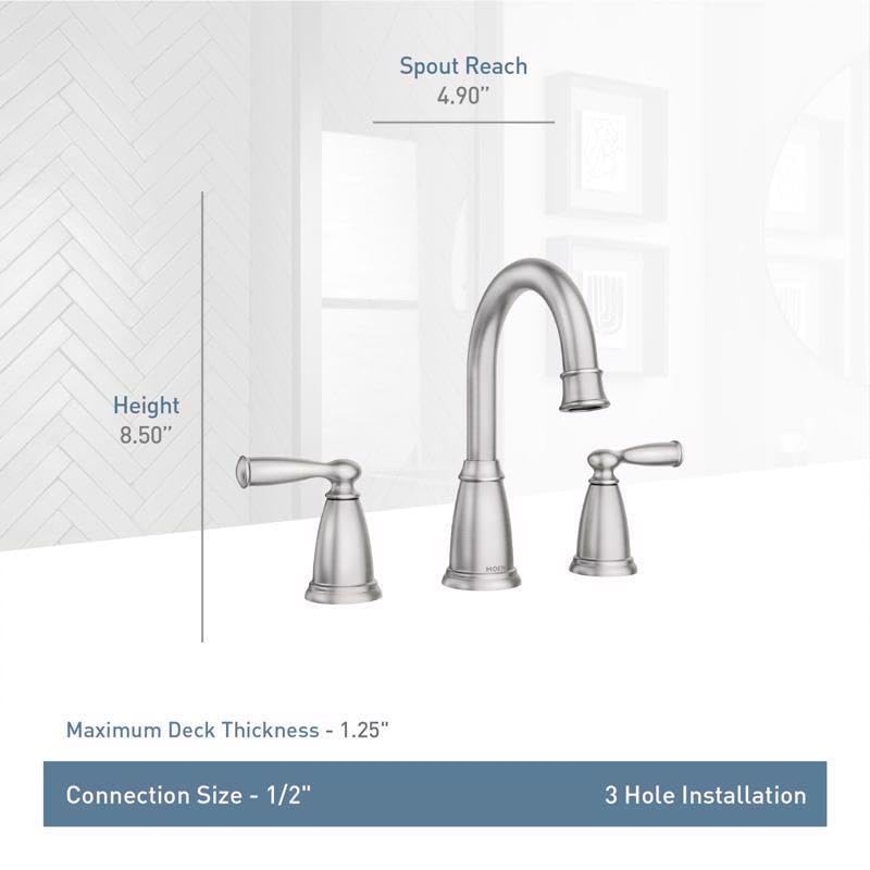 MOEN Banbury 84947SRN Widespread Double Handle High-Arc Bathroom Faucet in Spot Resist Brushed Nickel (Valve Included)