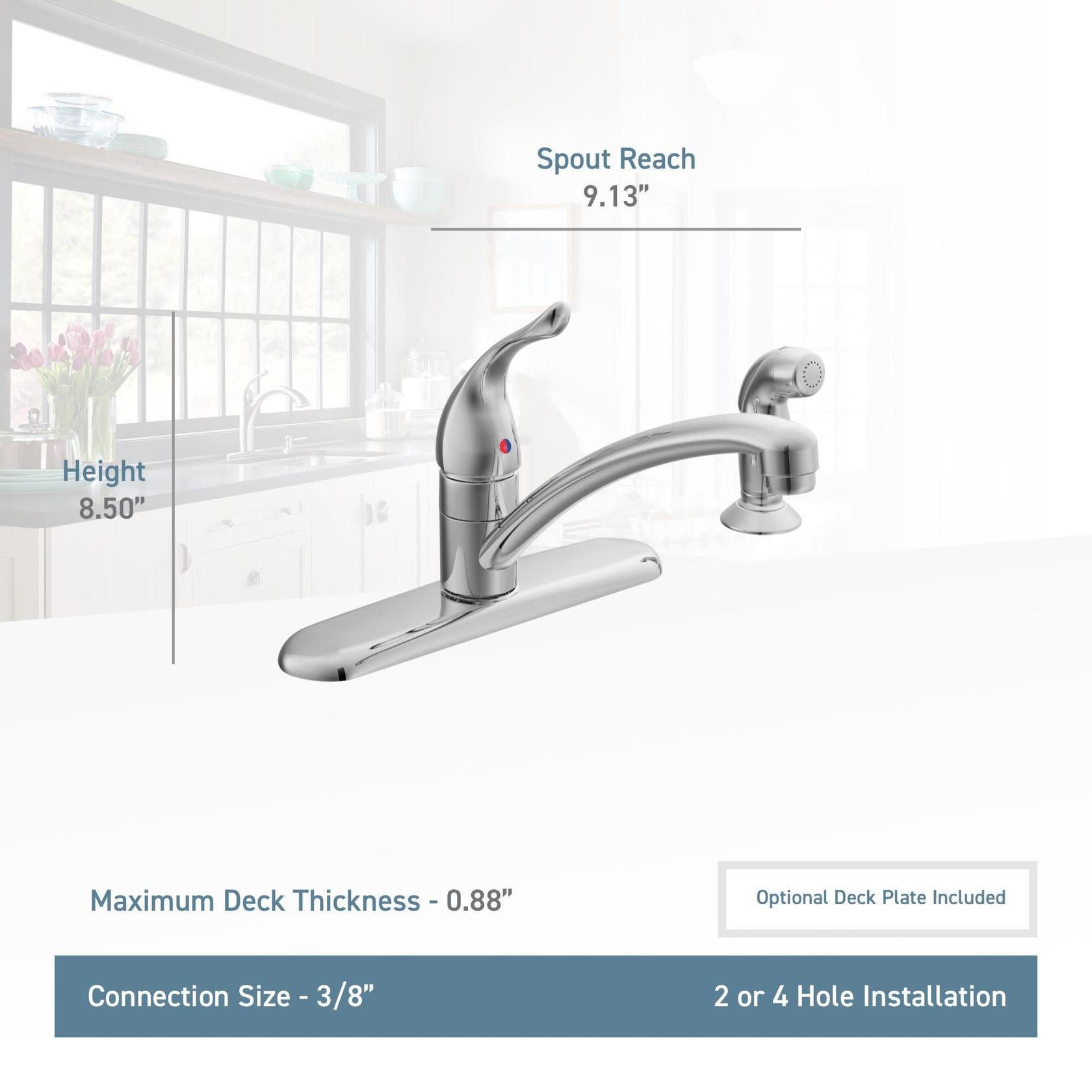 MOEN Chateau 7430SRS One-Handle Low-Arc Kitchen Faucet with Side Sprayer in Spot Resist Stainless
