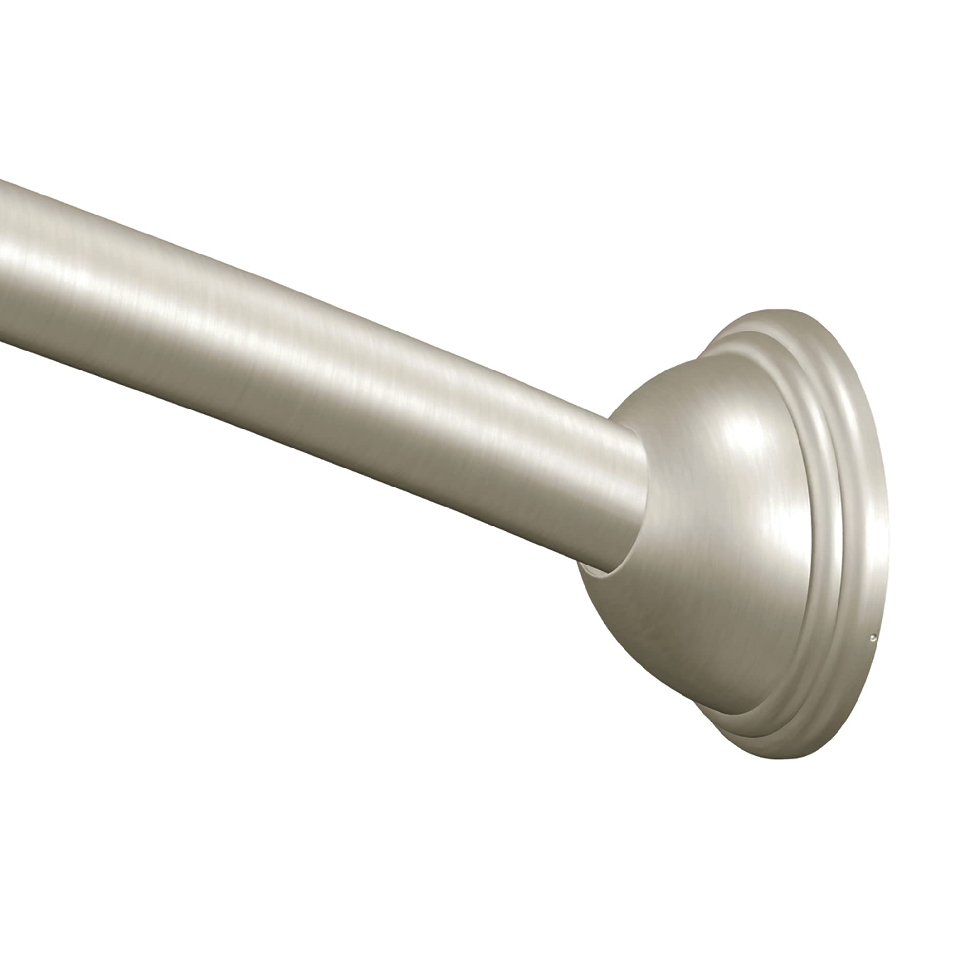 Moen Brushed Nickel 5-Foot Curved Fixed Mount Shower Curtain Rod with Pivoting Flanges, CSR2165BN