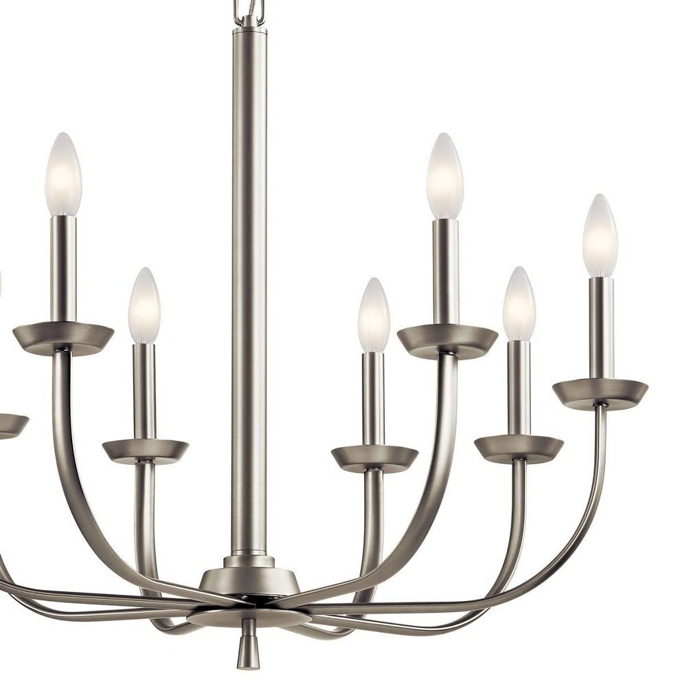 Kichler 52388NI Kennewick Chandelier, 8-Light 480 Total Watts, Brushed Nickel - Like New
