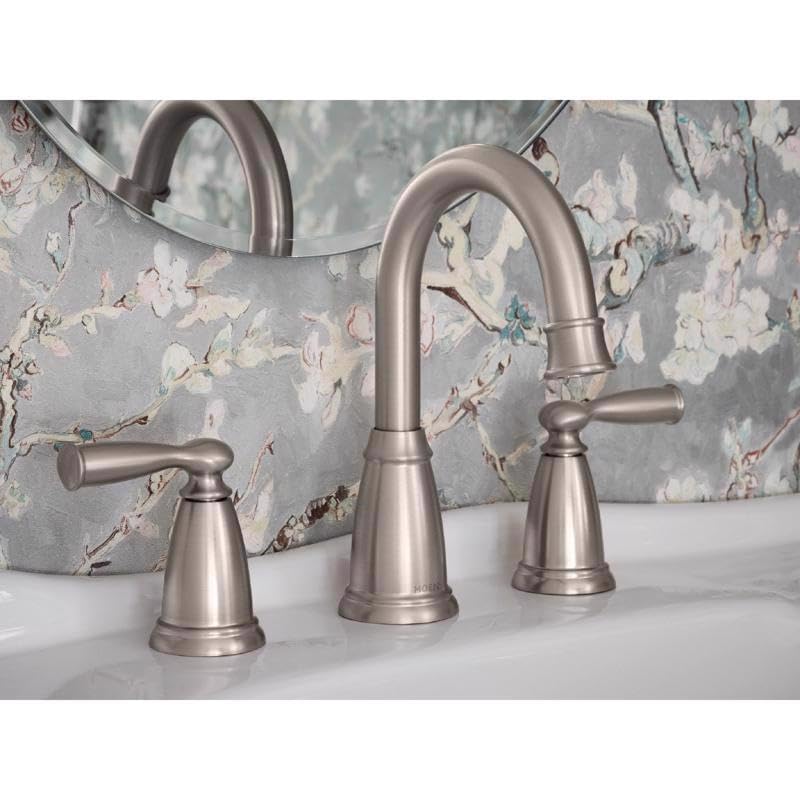 MOEN Banbury 84947SRN Widespread Double Handle High-Arc Bathroom Faucet in Spot Resist Brushed Nickel (Valve Included)