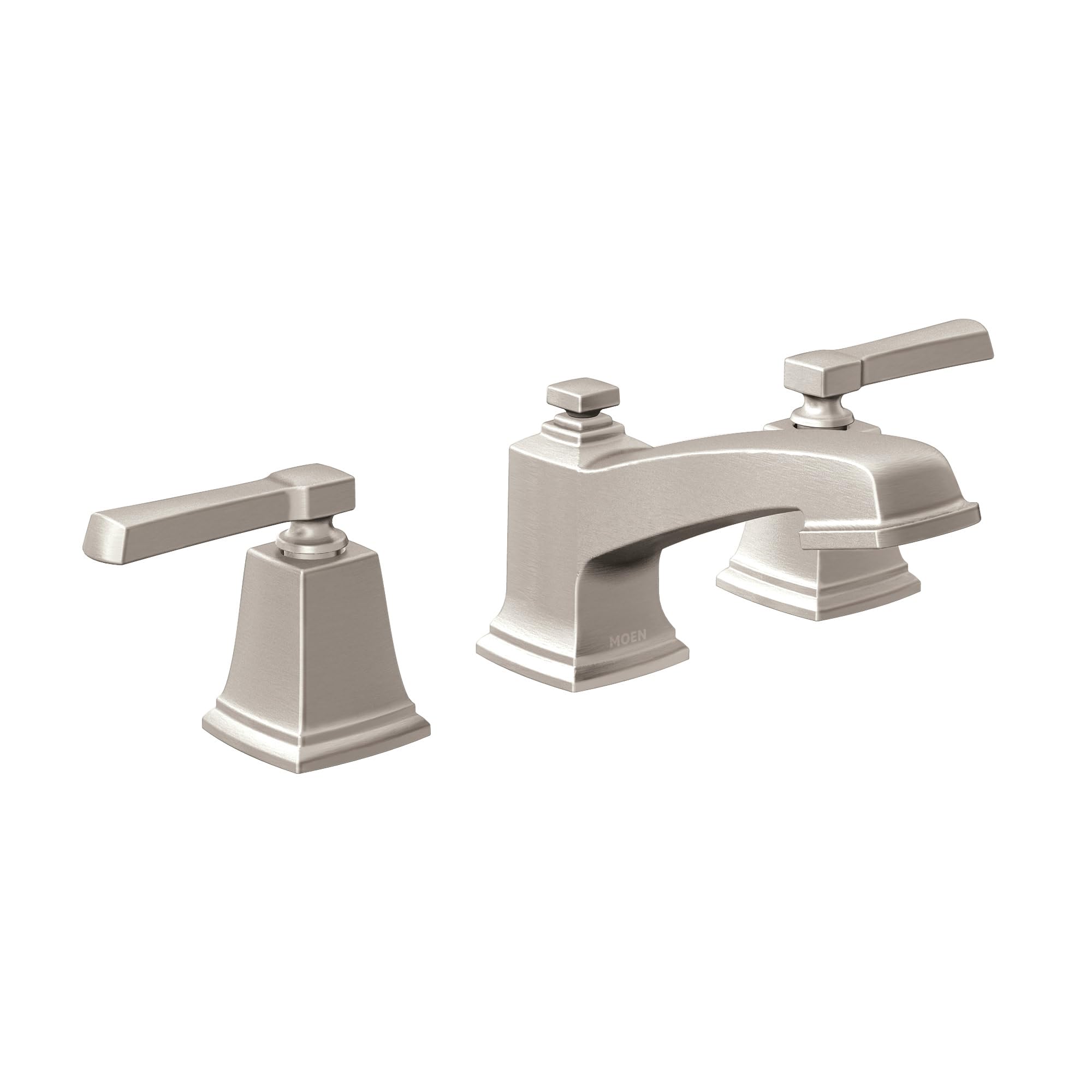 MOEN Boardwalk TV6220SRN Two-Handle Widespread Bathroom Sink Faucet in Brushed Nickel (Valve Included)