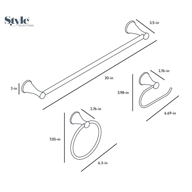 Style Selections 3-Piece Bailey Chrome Decorative Bathroom Hardware Set