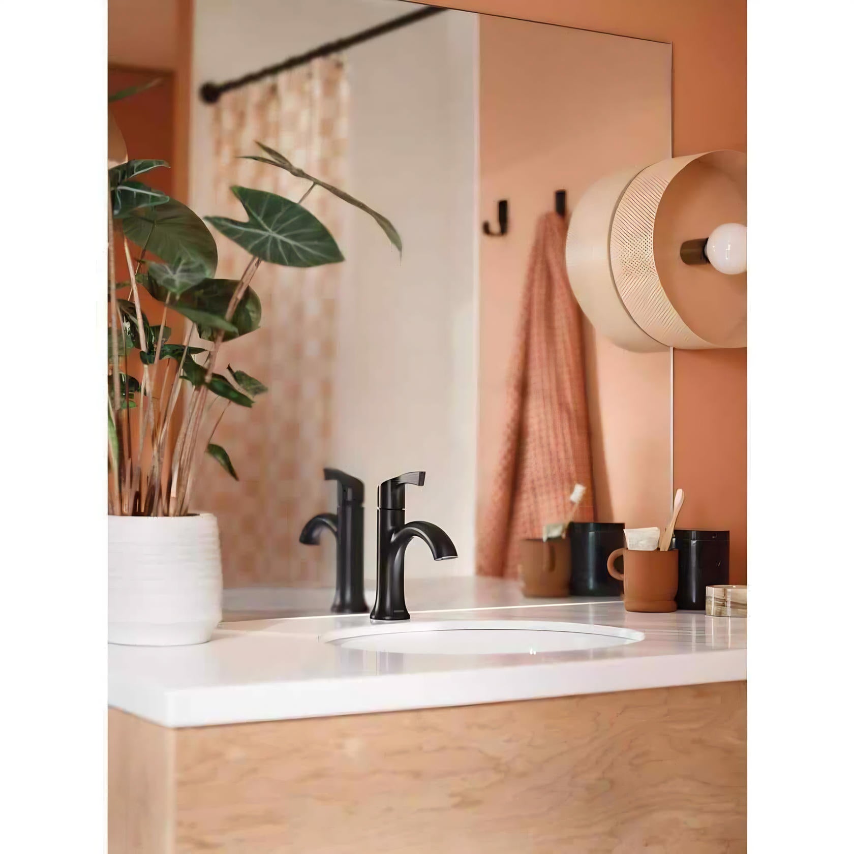 Korek Single 84466BL Hole Single-Handle Bathroom Faucet with Drain Kit Included in Matte Black