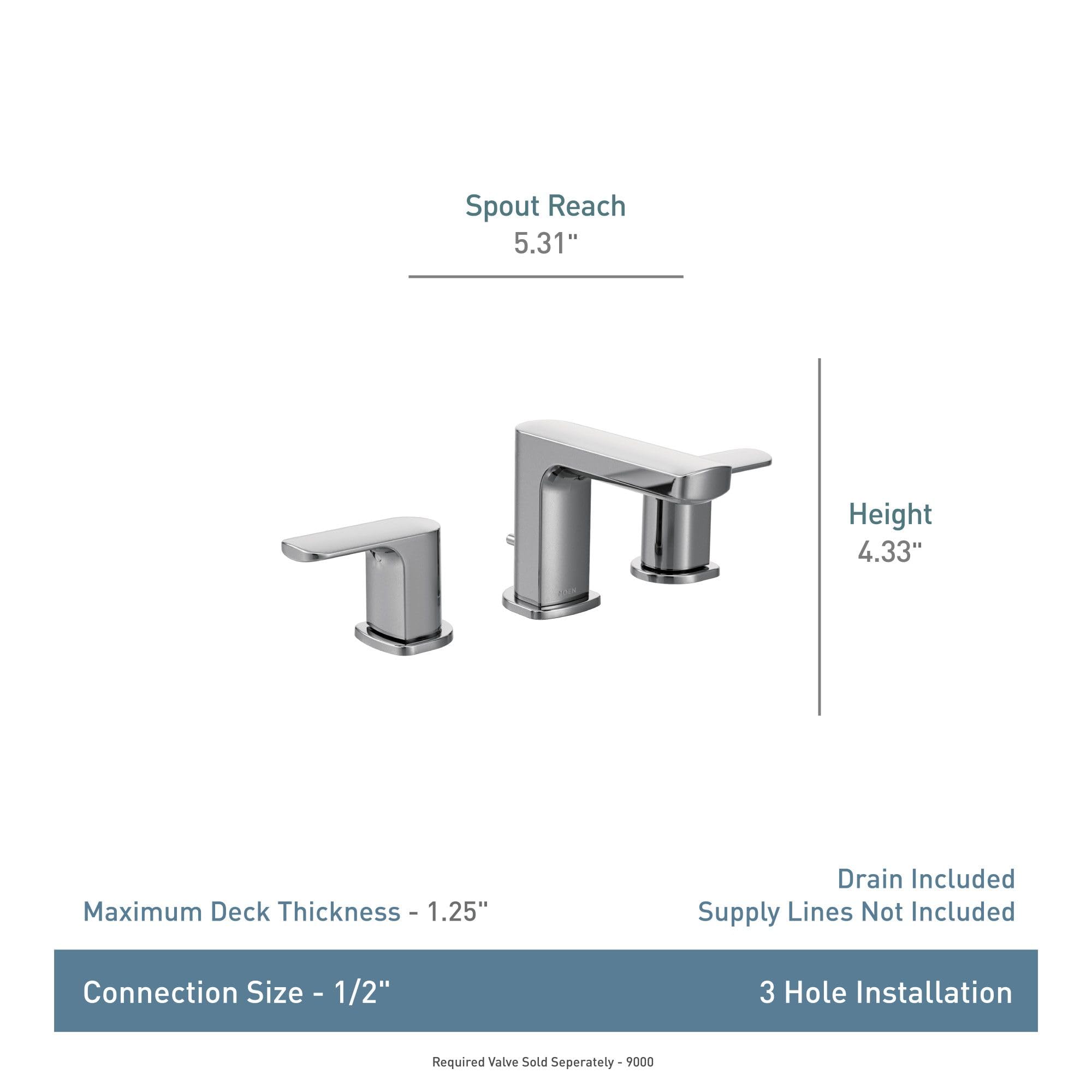 MOEN Rizon T6920BN Two-Handle Widespread Bathroom Faucet in Brushed Nickel (Valve Required)
