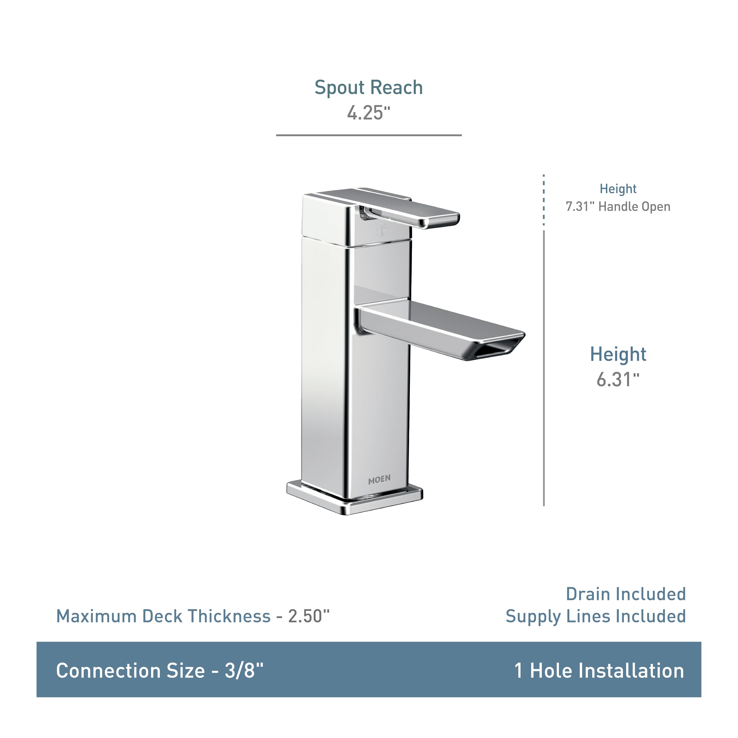 MOEN 90 Degree S6700BN One-Handle Bathroom Sink Faucet in Brushed Nickel