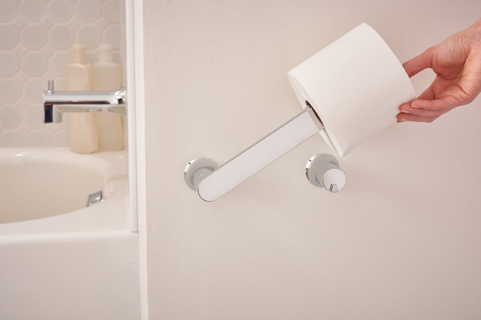 Moen Genta LX Modern Wall Mount Pivoting Toilet Paper Holder for Bathroom, Chrome, BH3808CH