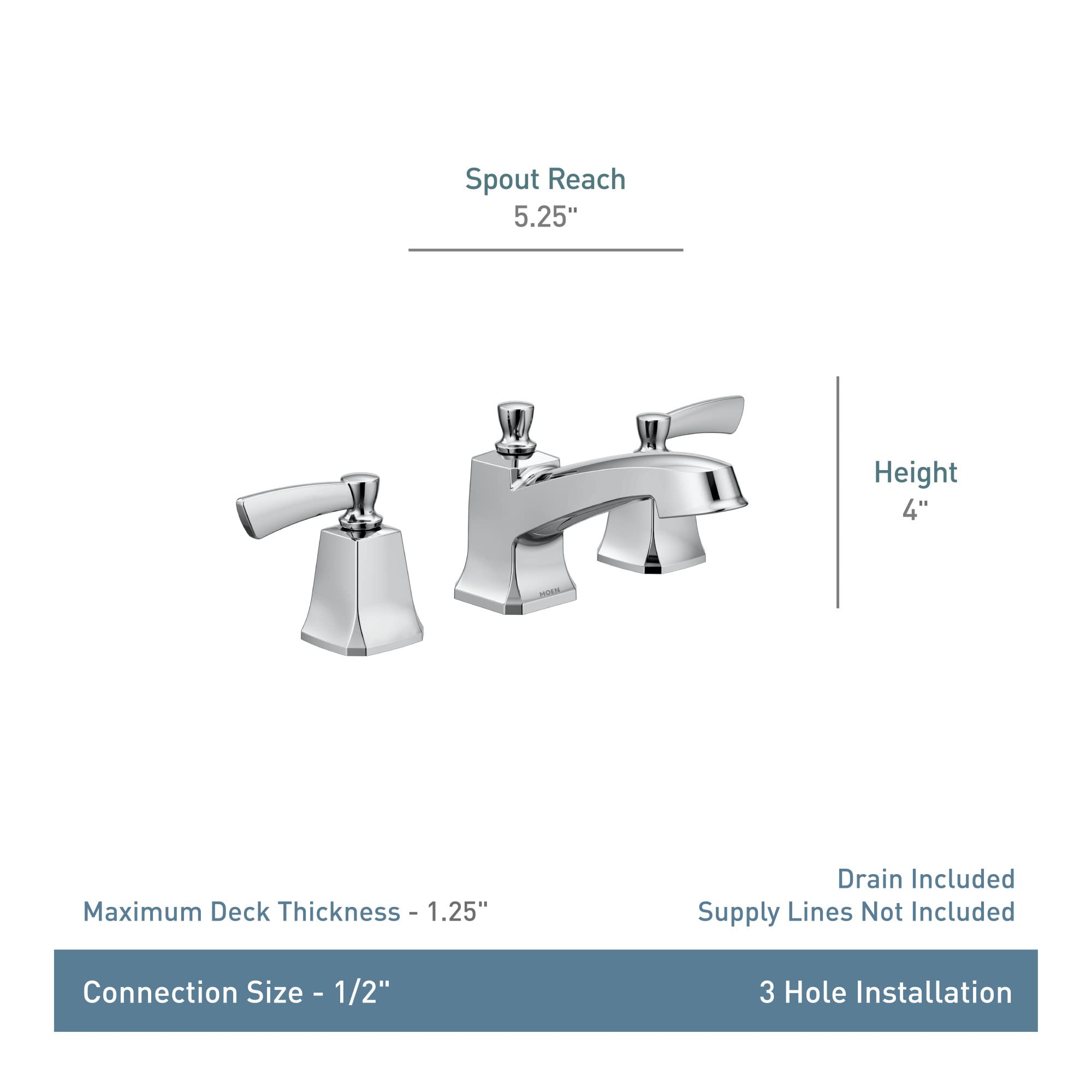 MOEN Conway 84926 Two Handle Widespread Bathroom Sink Faucet in Chrome (Valve Included)