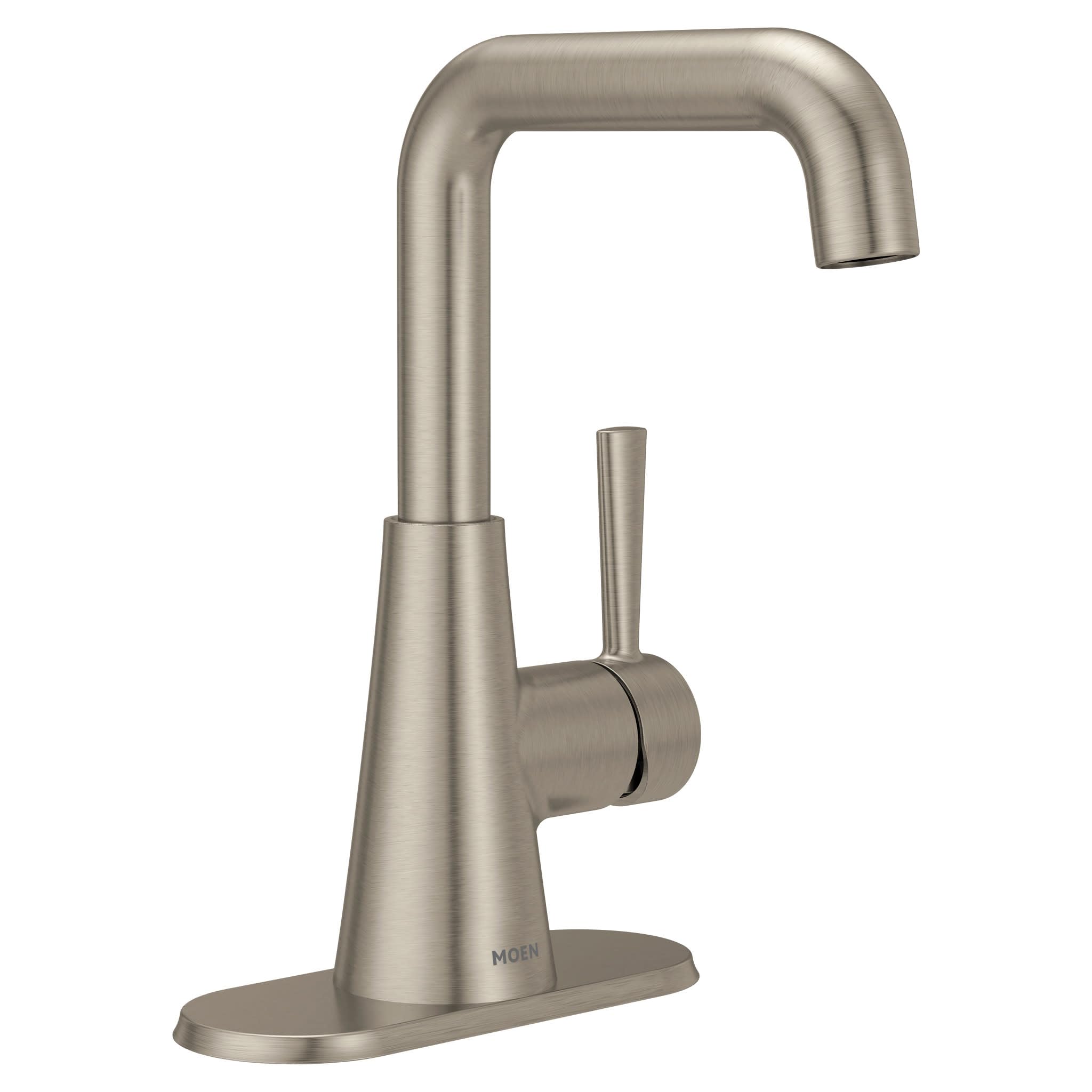 MOEN Ronan 84024SRN One-Handle Bathroom Sink Faucet in Spot Resist Brushed Nickel (Drain Included)
