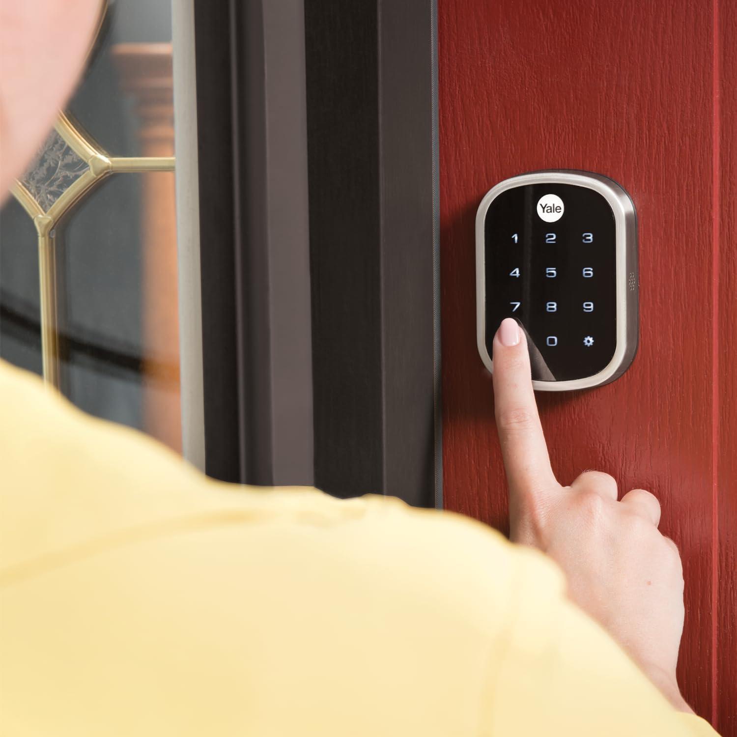 Yale Security Deadbolt Lock, Satin Nickel Keyless Non-Connected Entry Door Lock with Digital Keypad Touchscreen for Code Entry, YRD652-ZW3-619