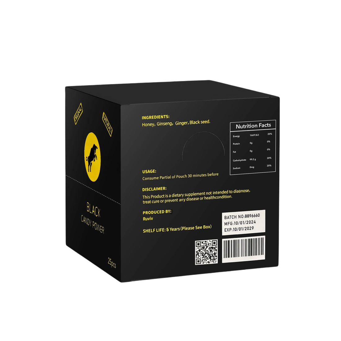 Pure Honey Candy with Black Seed, Ginseng & Natural Herbs For Male, Full Box of 25 Count