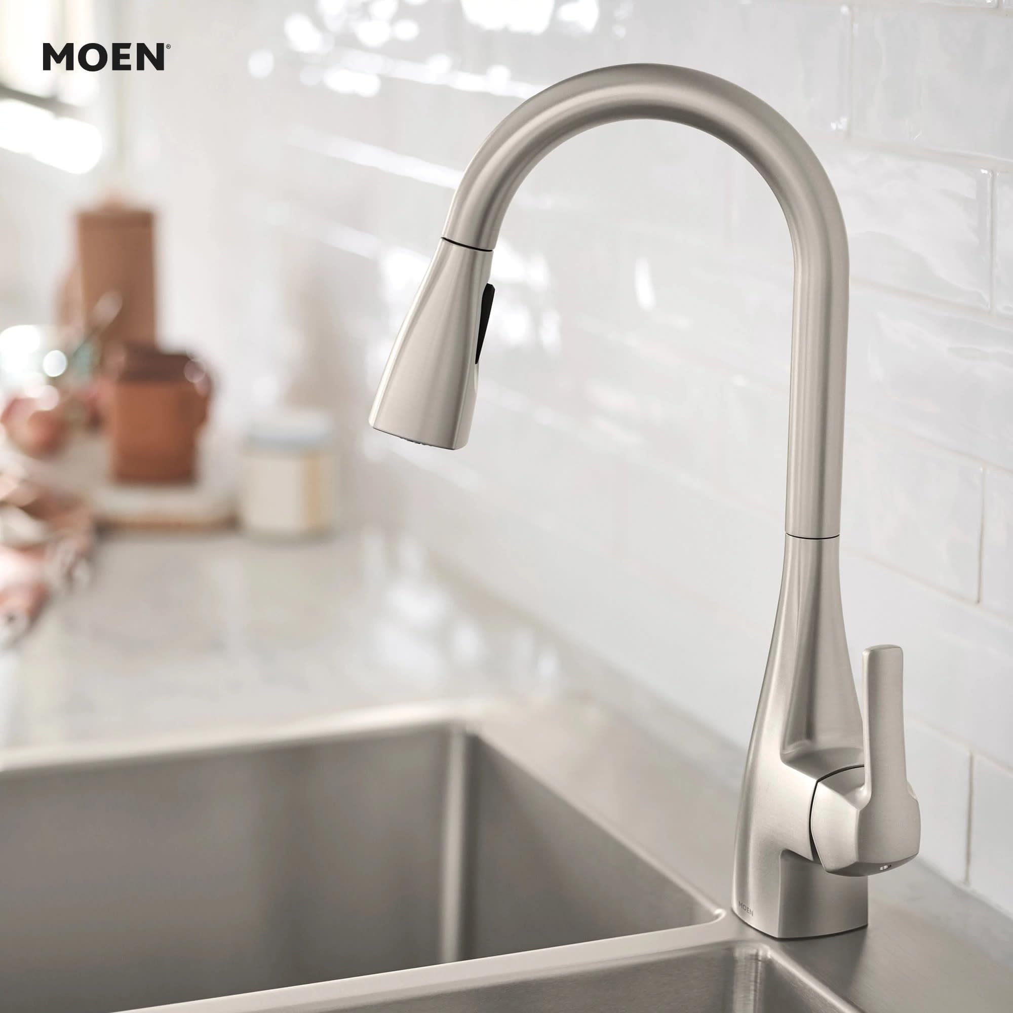 MOEN Kiran 87599SRS One-Handle High Arc Pulldown Kitchen Faucet in Spot Resist Stainless