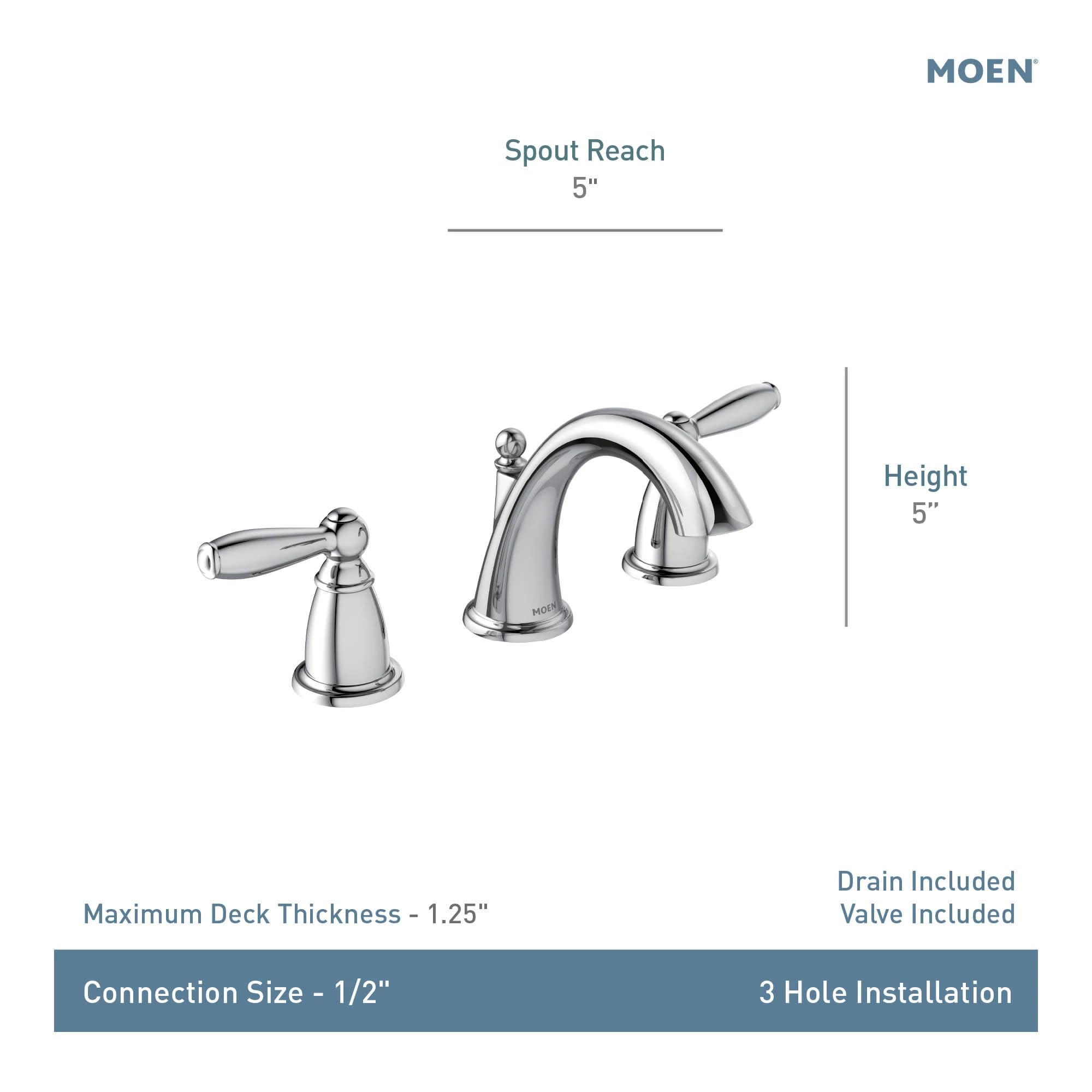 MOEN Brantford TV6620ORB Two-Handle Widespread Bathroom Sink Faucet in Oil-Rubbed Bronze (Valve Included)