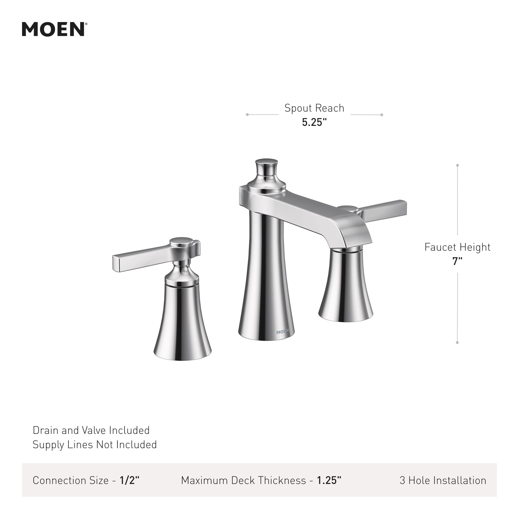 MOEN Flara TVS6984BG Two-Handle 8-Inch Widespread Bathroom Faucet in Brushed Gold (Valve Included)