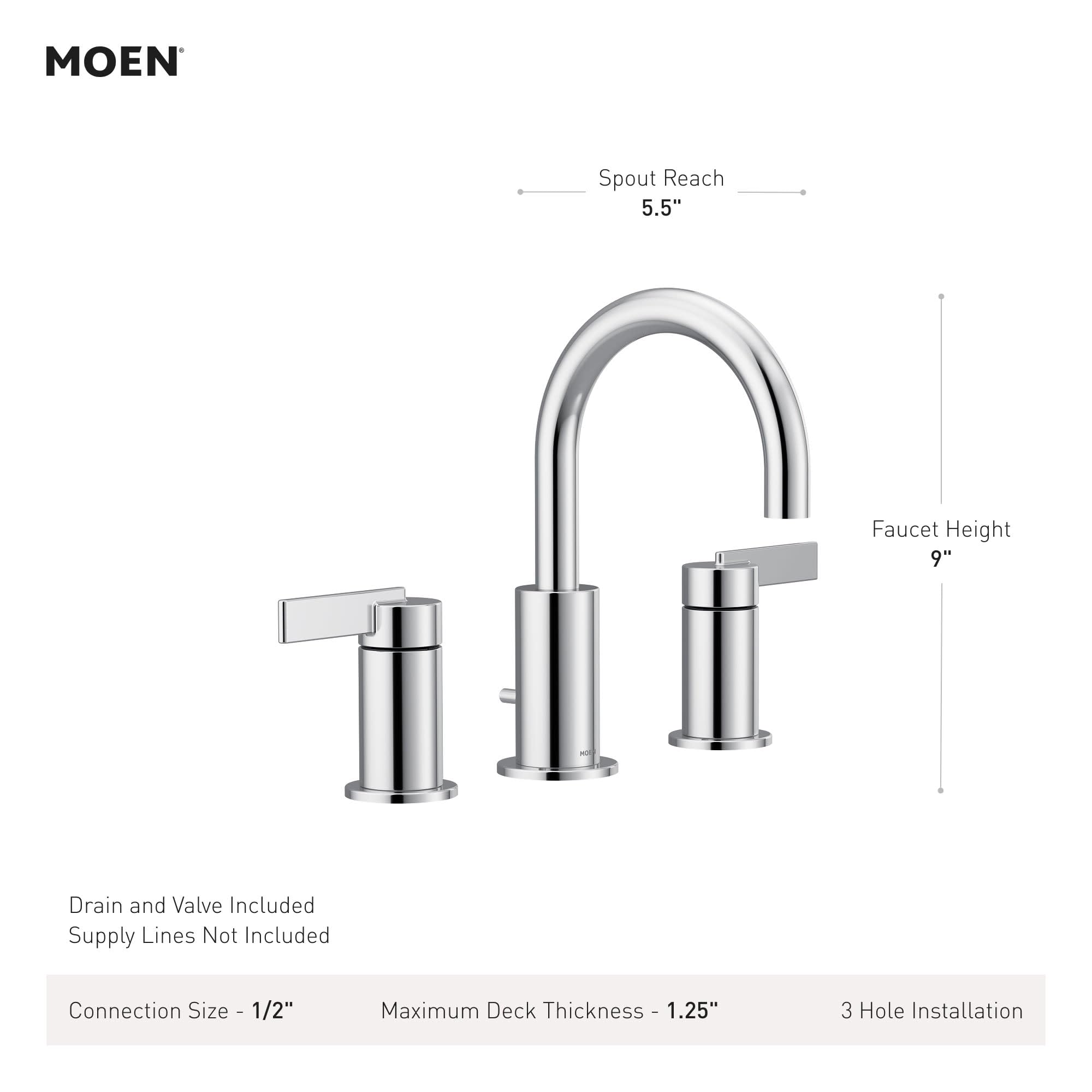 MOEN CIA TV6222BN Two-Handle Widespread Bathroom Sink Faucet in Brushed Nickel (Valve Included)
