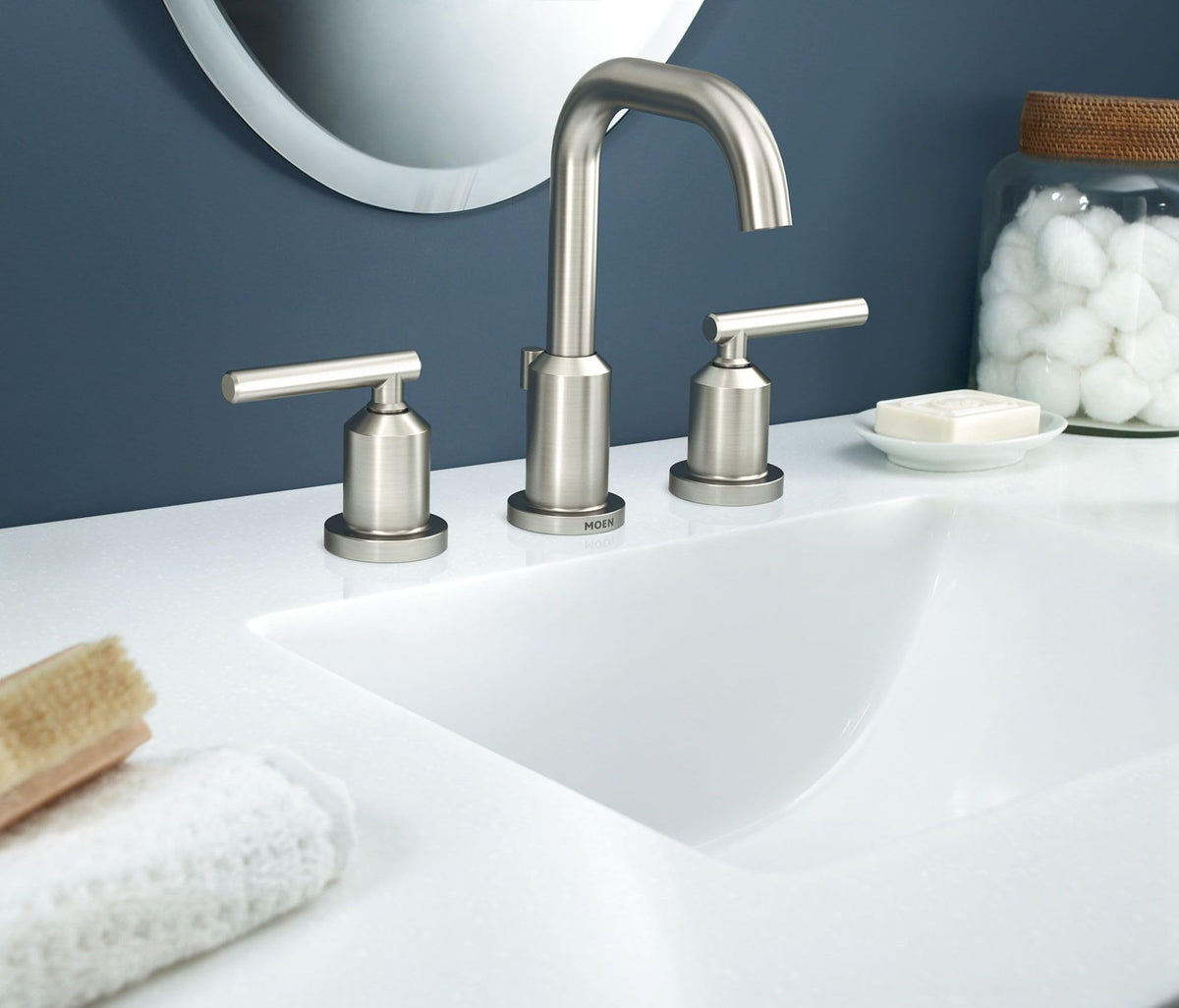 MOEN Gibson WS84229SRN Widespread Bath Faucet in Brushed Nickel (Valve Included)