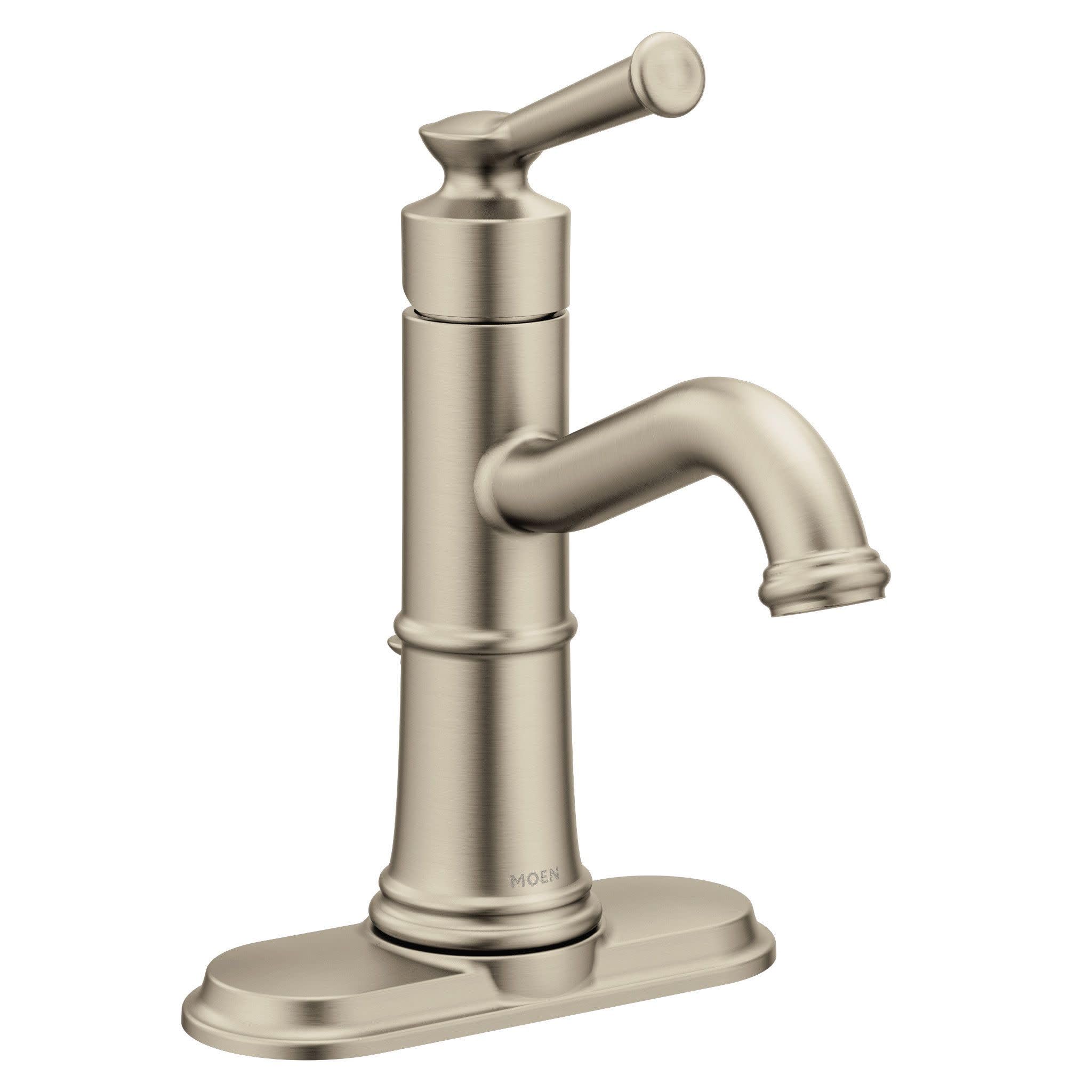 MOEN Belfield 6402BN One-Handle Bathroom Sink Faucet in Brushed Nickel (Drain Included)