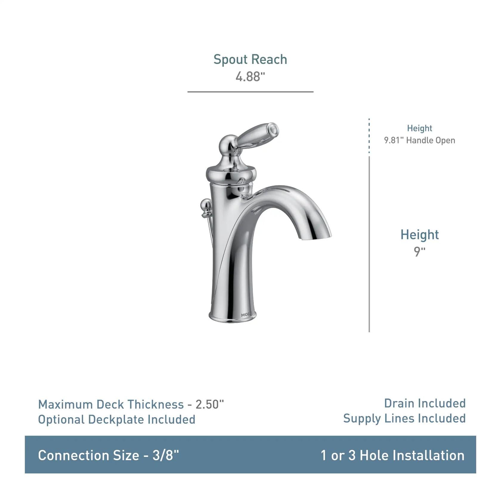 MOEN Brantford 6600BN Single-Handle Single-Hole High-Arc Bathroom Faucet in Brushed Nickel (Valve Included)