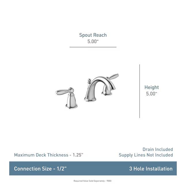 MOEN Brantford T6620 Widespread 2-Handle High-Arc Bathroom Faucet Trim Kit in Chrome (Valve Not Included)