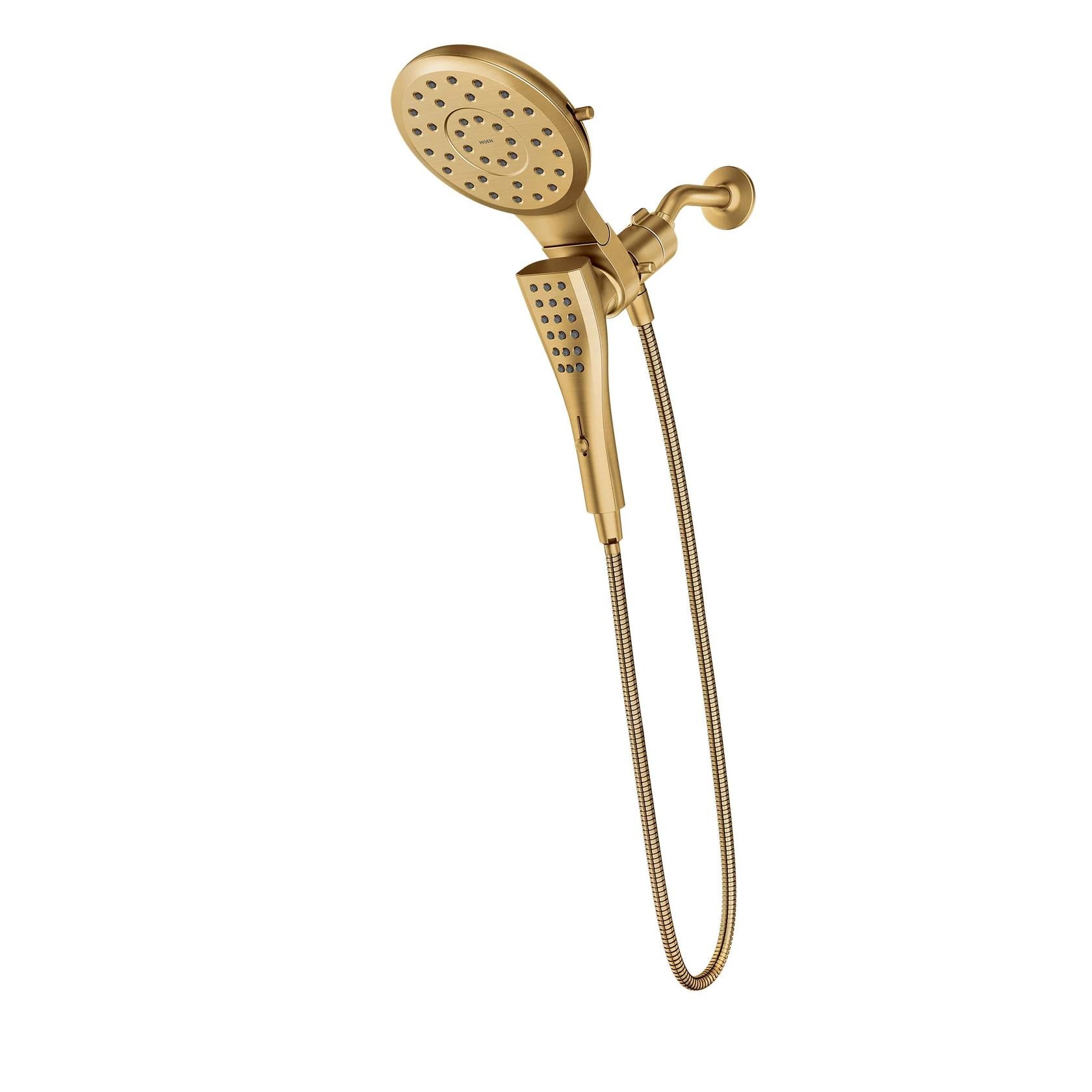 MOEN Verso 220C3EPBG 8-Spray 7 in .Dual Wall Mount Fixed and Handheld Shower Head 1.75 GPM with Infiniti Dial in Brushed Gold