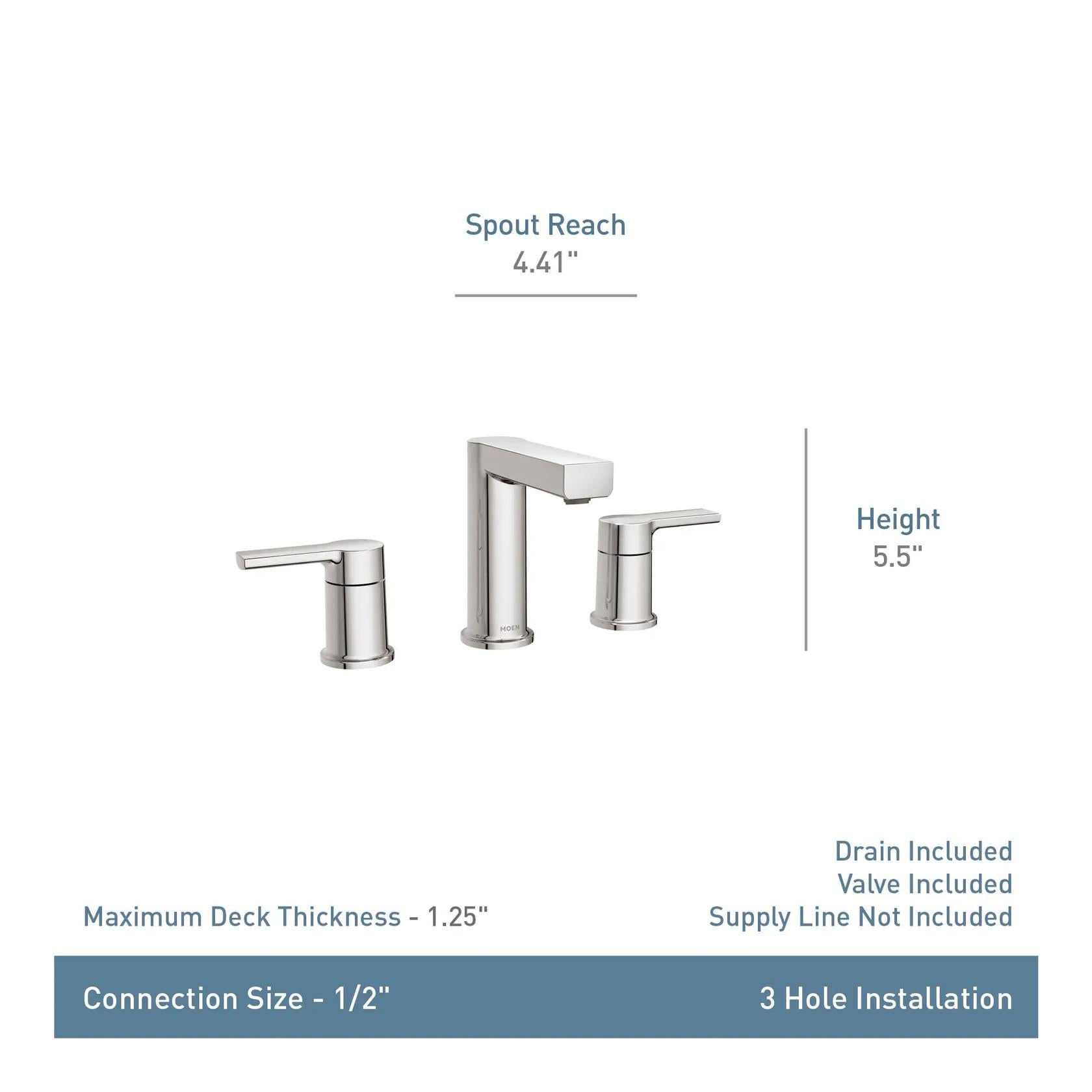 MOEN Rinza 84629SRN Widespread Double Handle Bathroom Faucet in Spot Resist Brushed Nickel