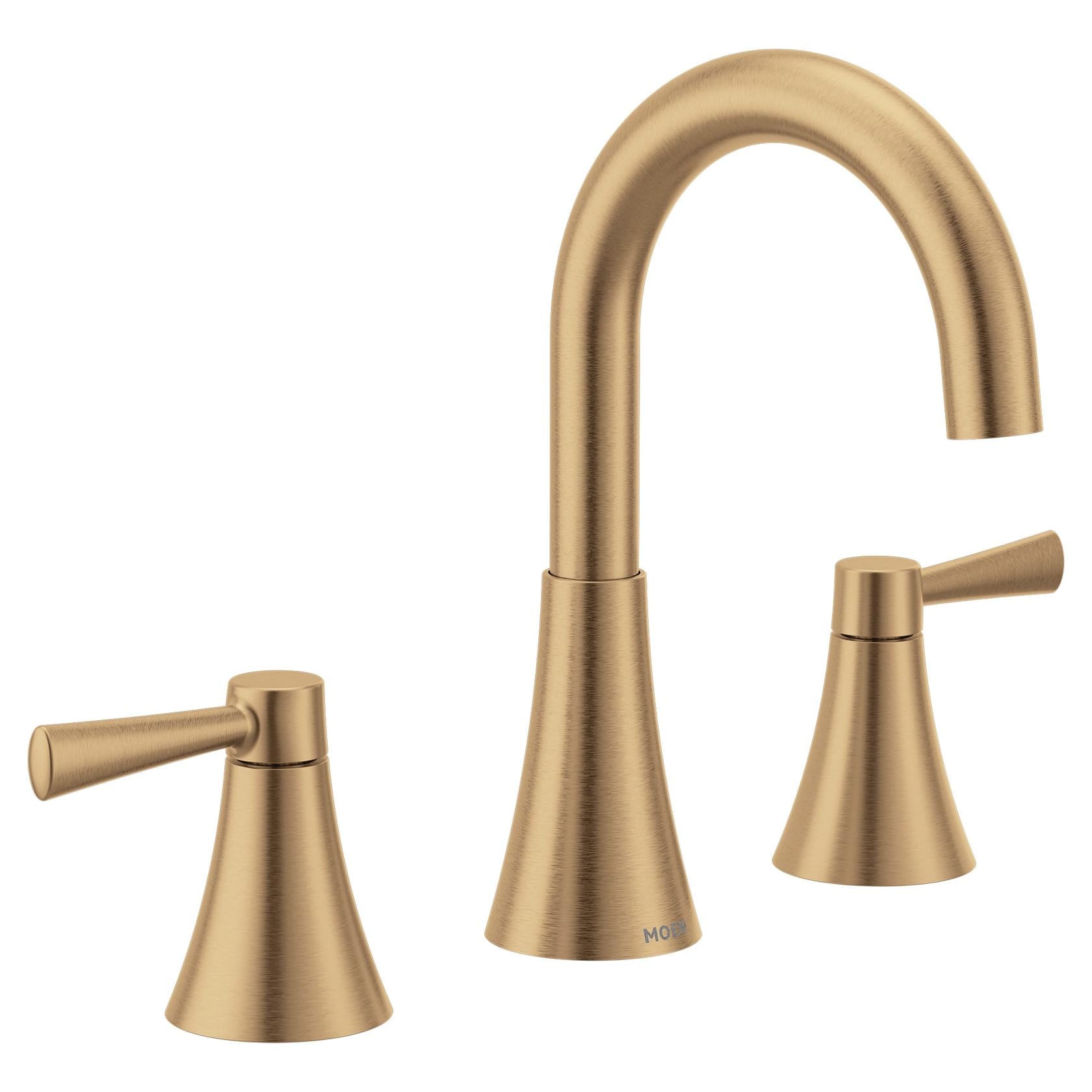 MOEN Ronan 84023BZG Widespread 2-Handle Bathroom Faucet in Bronzed Gold (Valve Included)