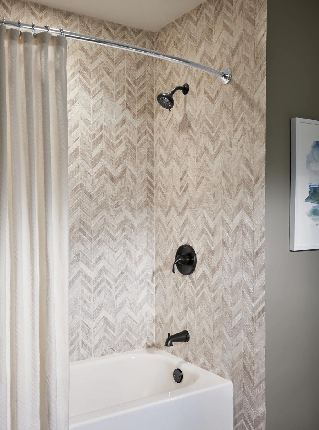 MOEN Idora 82115BL Single Handle 5-Spray Tub and Shower Faucet in Matte Black (Valve Included)