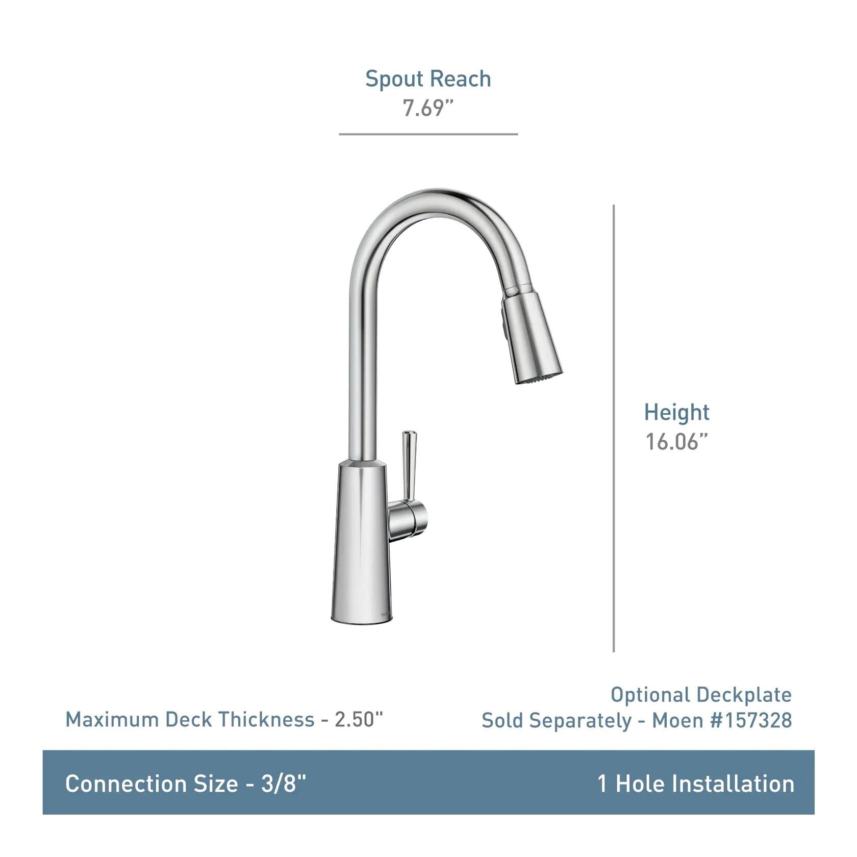 MOEN Riley 7402BL Single Handle Pull-Down Sprayer Kitchen Faucet with Reflex and Power Clean in Matte Black