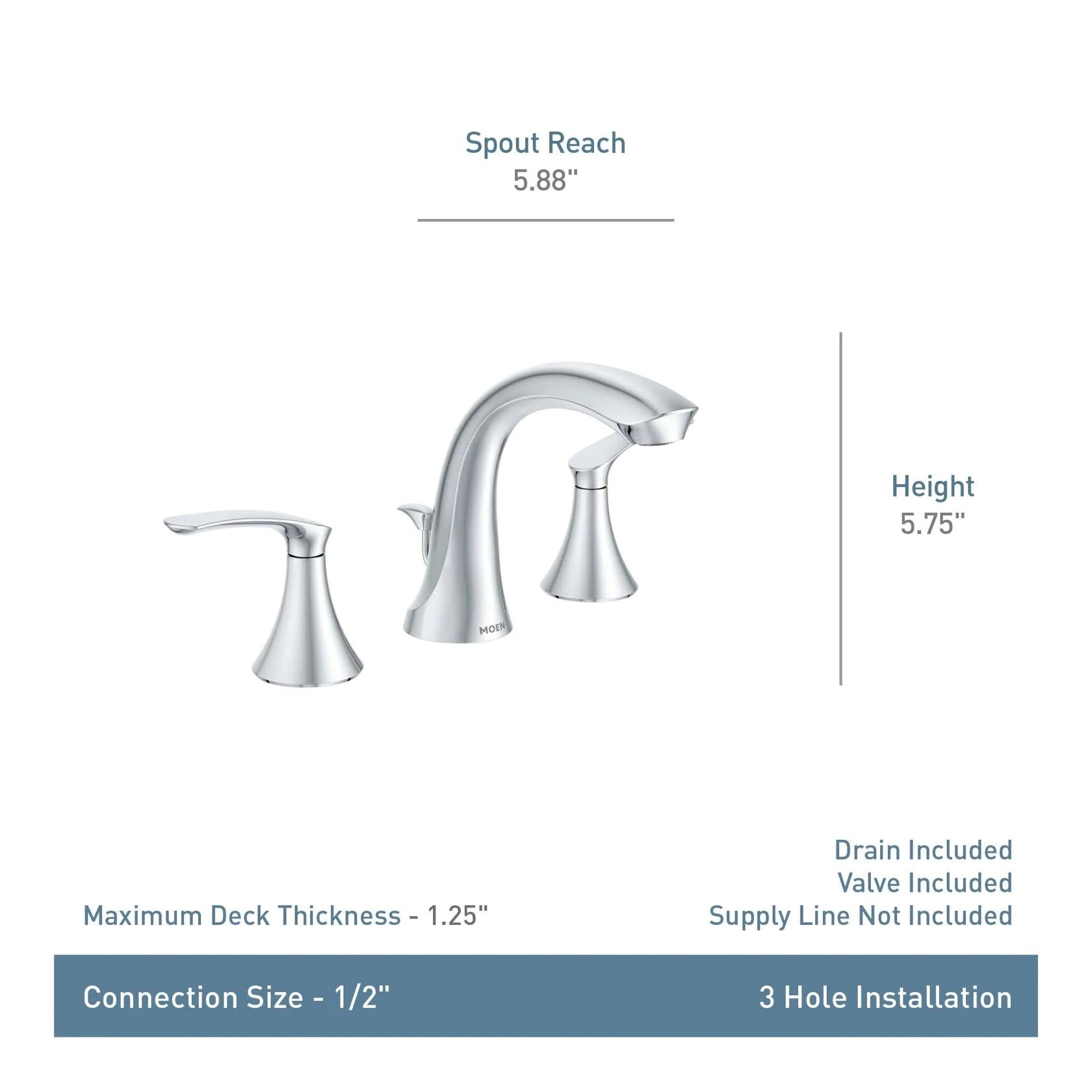 MOEN Darcy WS84551SRN Widespread 2-Handle High-Arc Bathroom Faucet in Spot Resist Brushed Nickel
