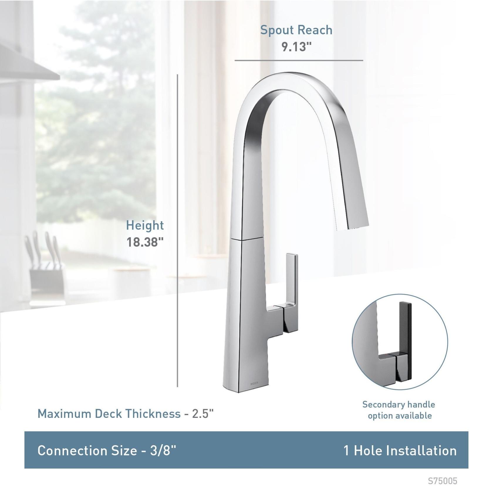MOEN Nio S75005SRS Pull Down Sprayer Kitchen Faucet with 360 Degree Spout Swivel and Power Boost in Spot Resist Stainless