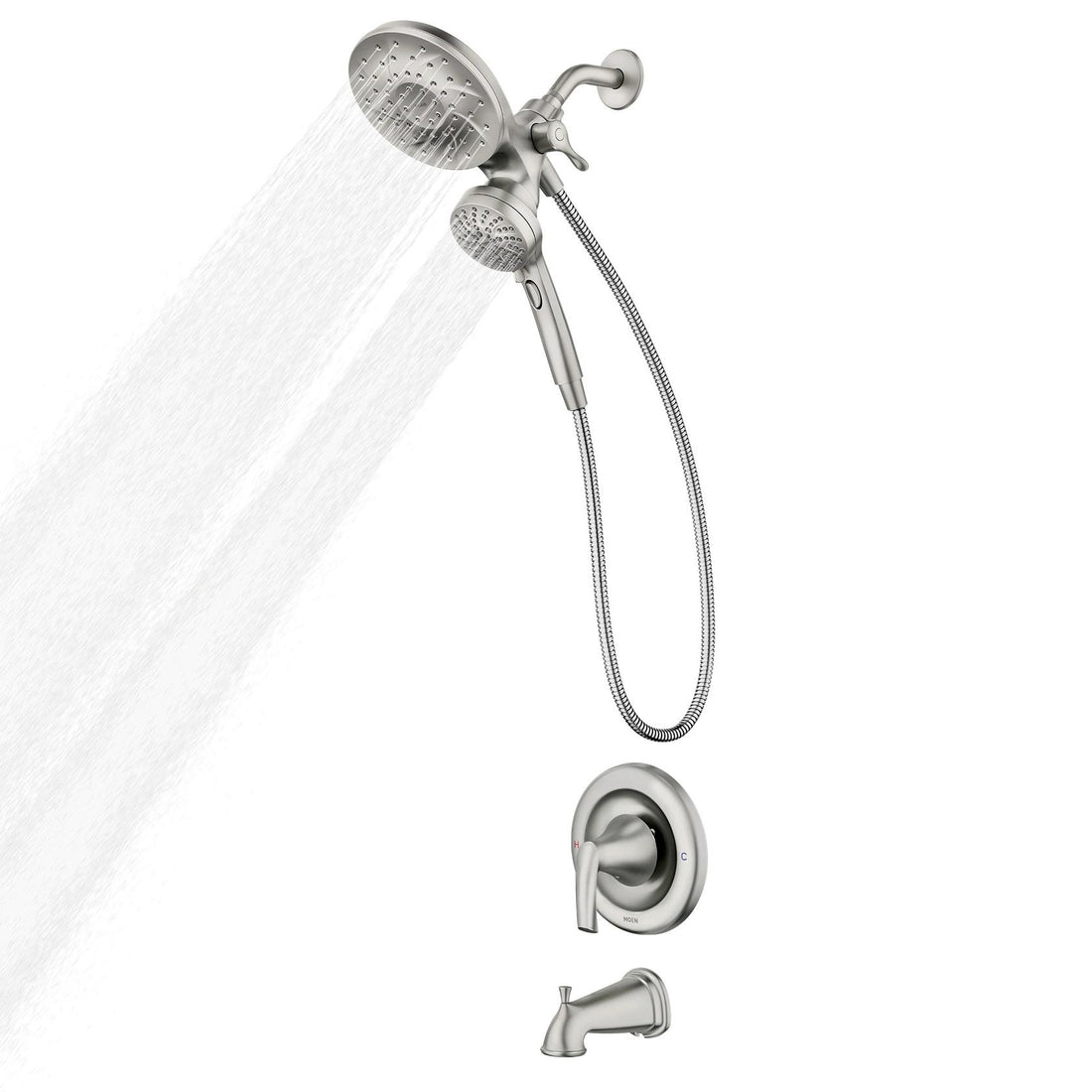 MOEN Graeden 82137SRN Magnetix 1-Handle Bathtub and Shower Faucet in Spot Resist Brushed Nickel (Valve Included)