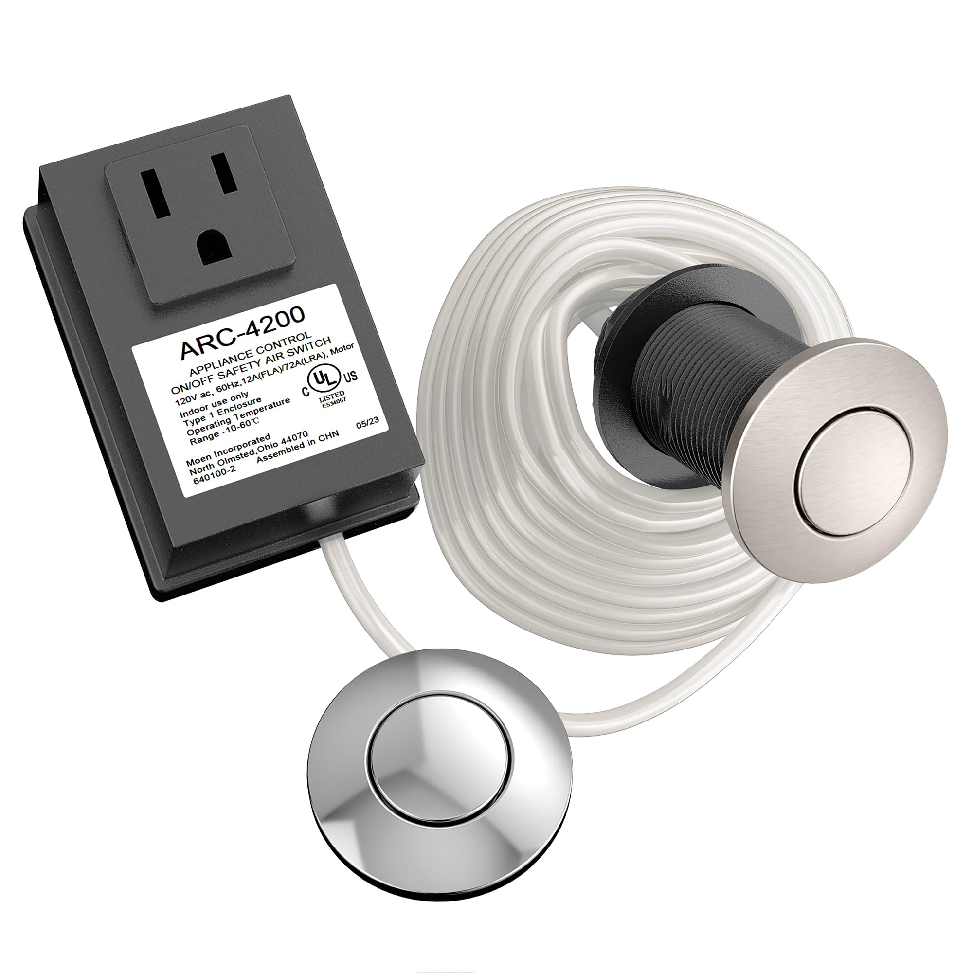 Moen Chrome and Spot Resist Stainless Air Switch With Controller, ARC-4200-CHSRS