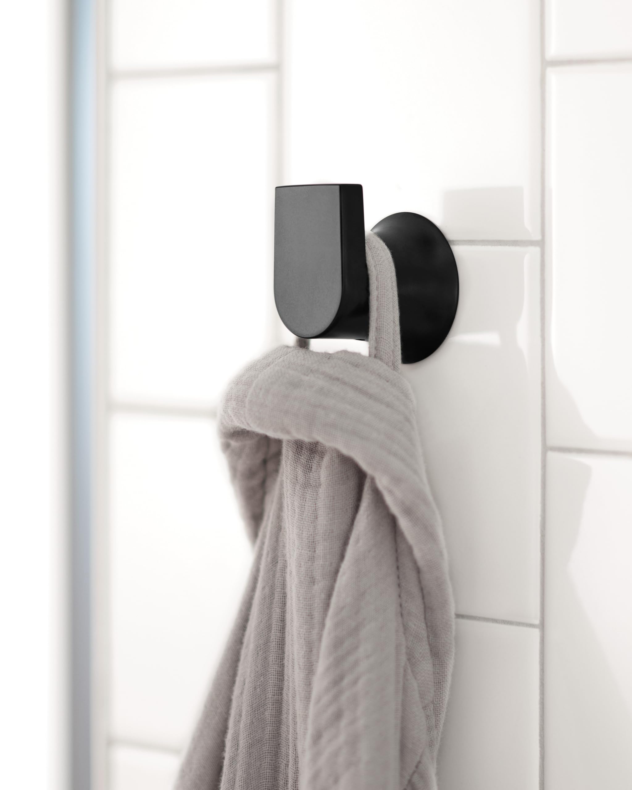 Moen Genta LX Modern Single Robe Hook or Towel Hanger for Kitchen or Bathroom, Matte Black, BH3803BL