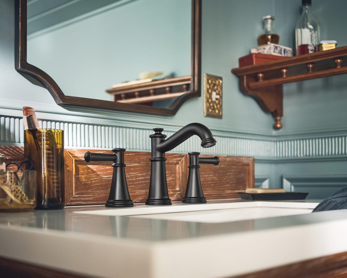 MOEN Belfield T6405BL Widespread Bathroom Faucet in Matte Black (Valve Required)