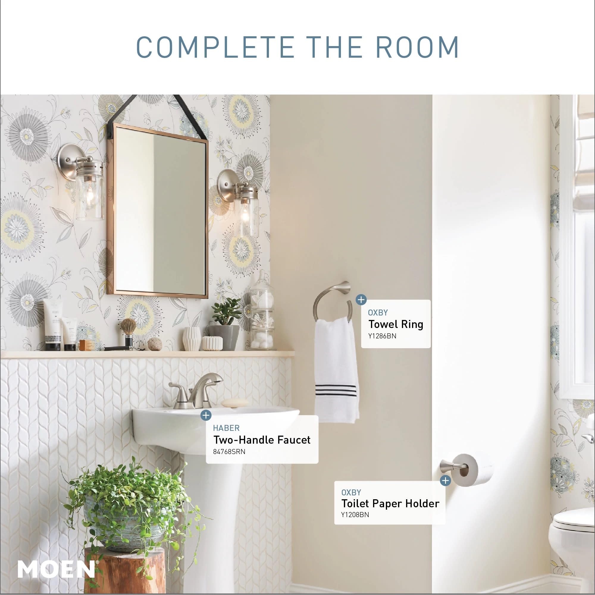 MOEN Haber 84768SRN Centerset 2-Handle Bathroom Faucet in Spot Resist Brushed Nickel