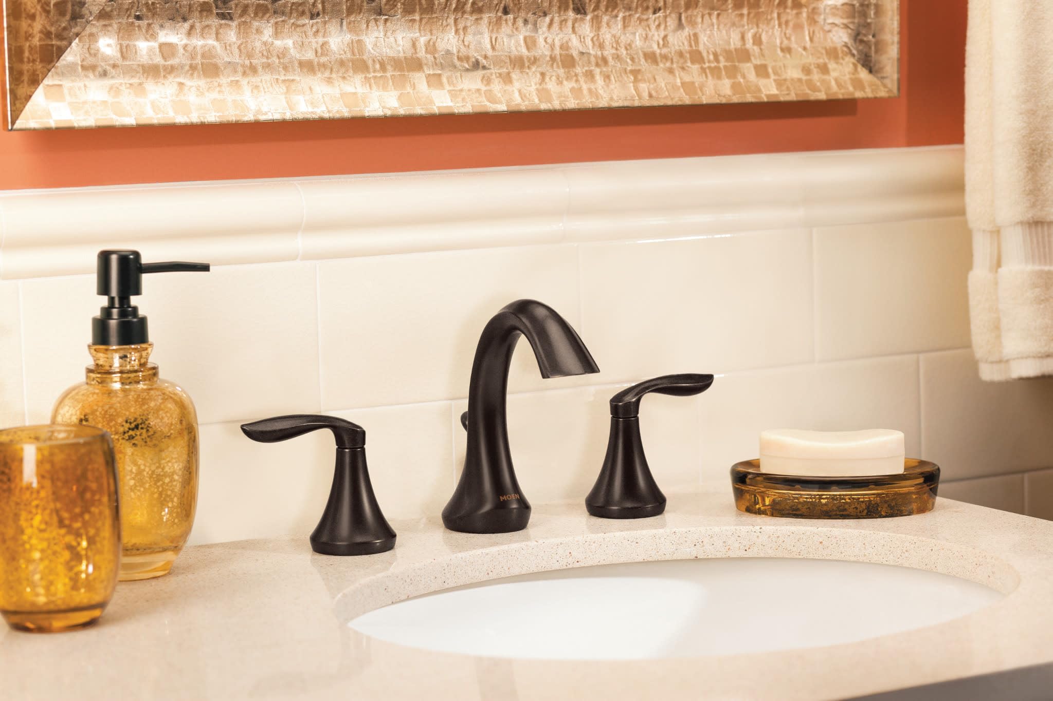 MOEN Eva TV6420ORB Two-Handle Widespread Bathroom Sink Faucet in Oil-Rubbed Bronze (Valve Included)