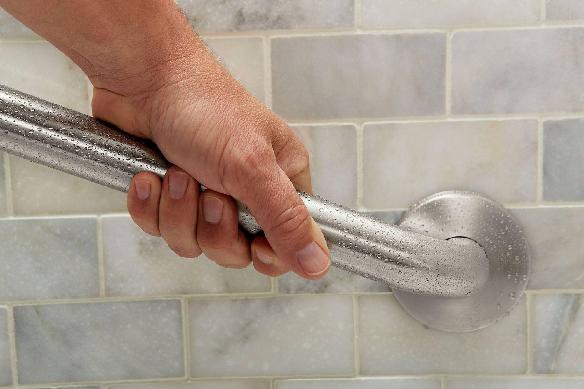 Moen Home Care Bathroom Safety 32 Inch Stainless Steel Handicap Grab Bar for Bathtub and Shower, Elderly Assistance Product with Concealed Screws, 8732