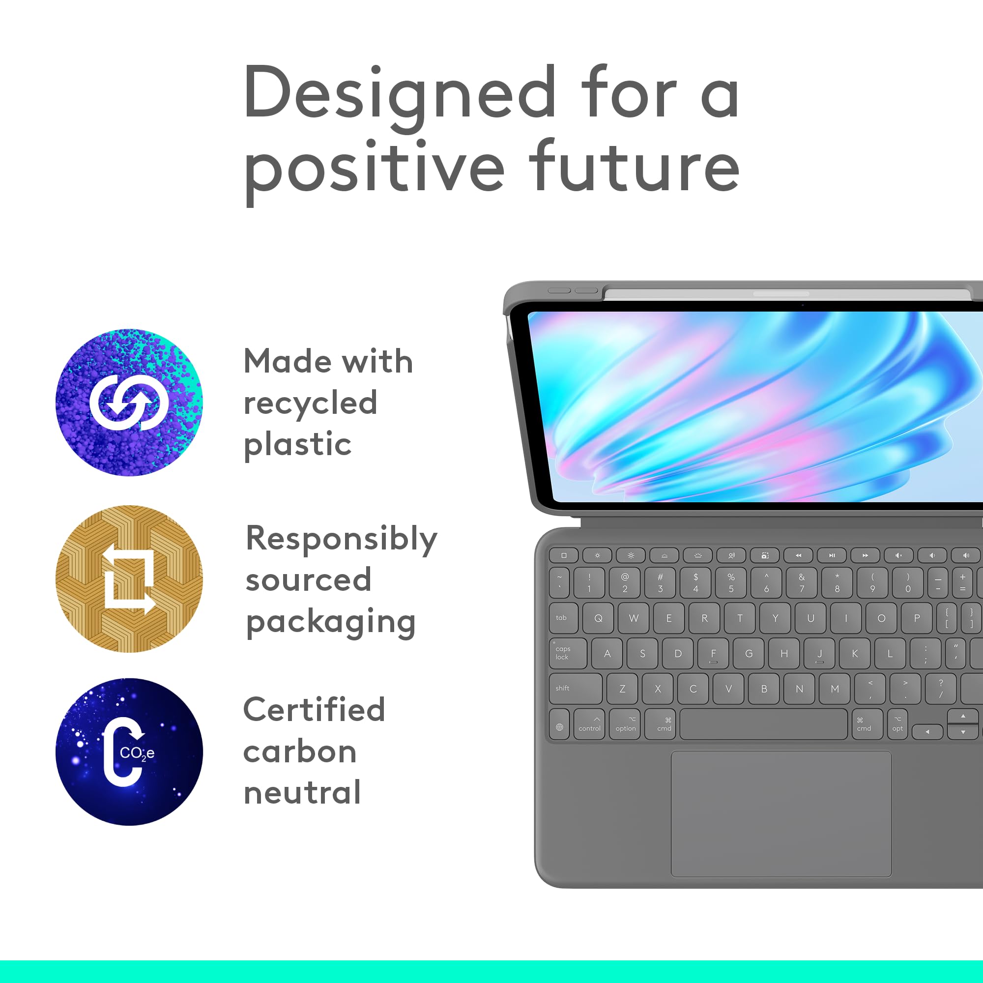 Logitech Combo Touch iPad Air 11-inch (M2, M3 & M4), iPad Air (5th gen),Connectivity Technology -Apple Smart Connector, Keyboard Case - Detachable Backlit Keyboard with Kickstand - Oxford Grey