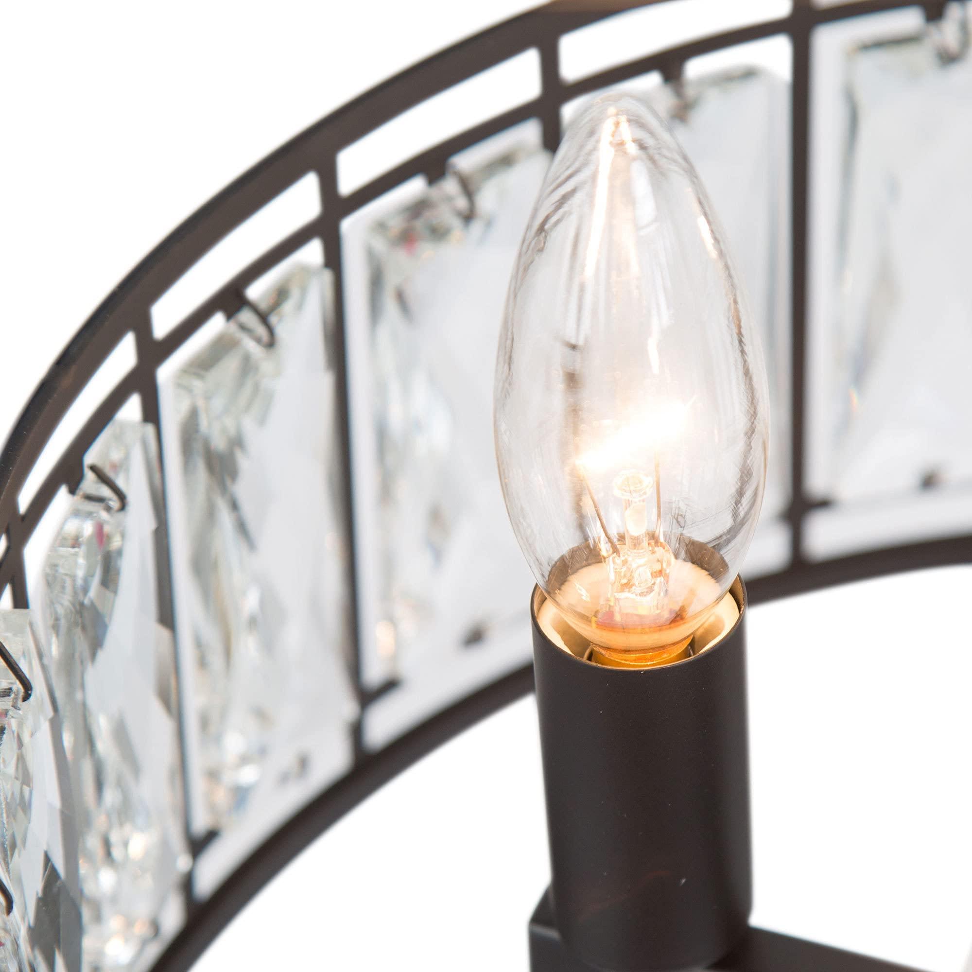 Crystal Chandelier for Dining Room, 4-Light Round Chandelier 2-Tier, 15.5" Dia