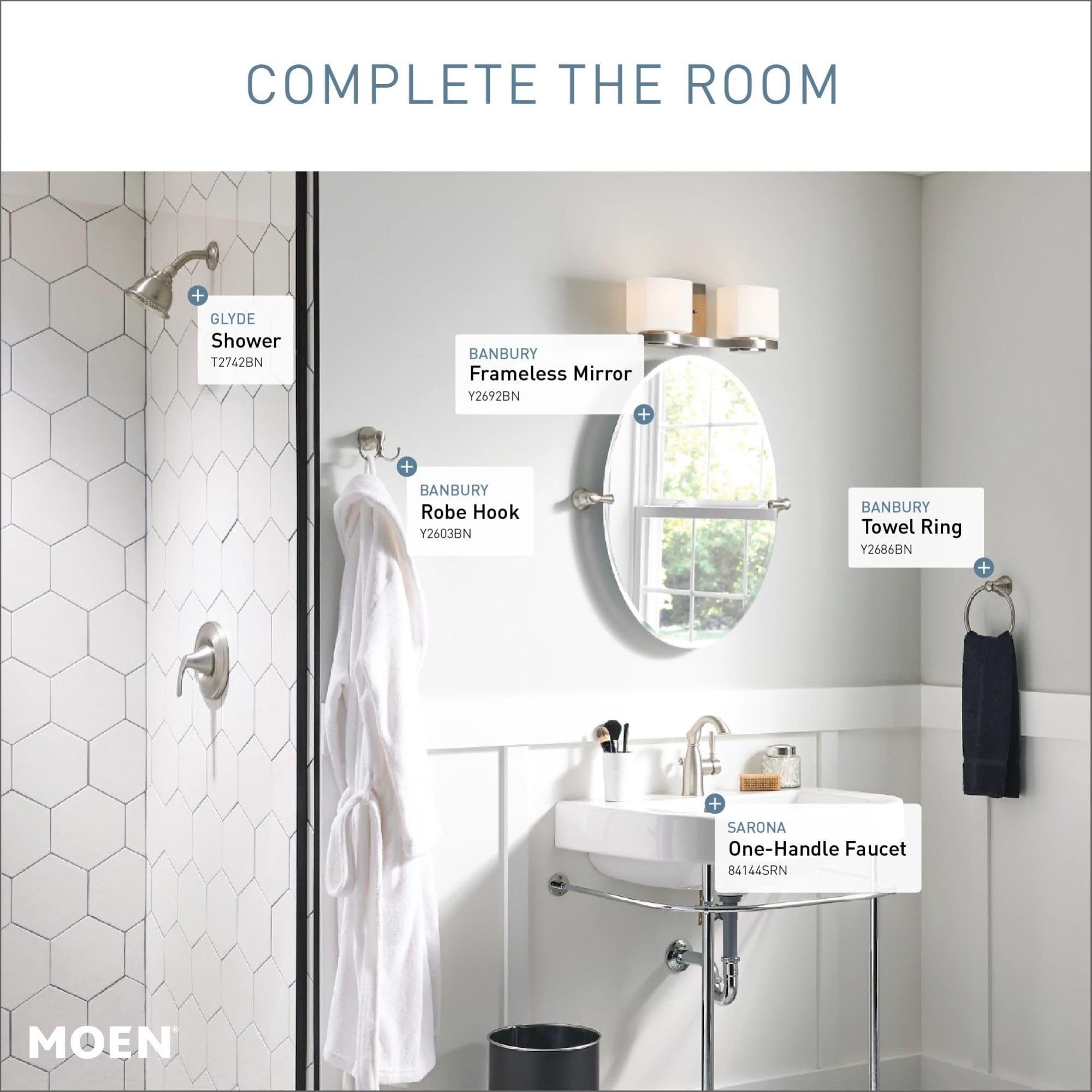 Moen Banbury Brushed Nickel Towel Ring, Y2686BN