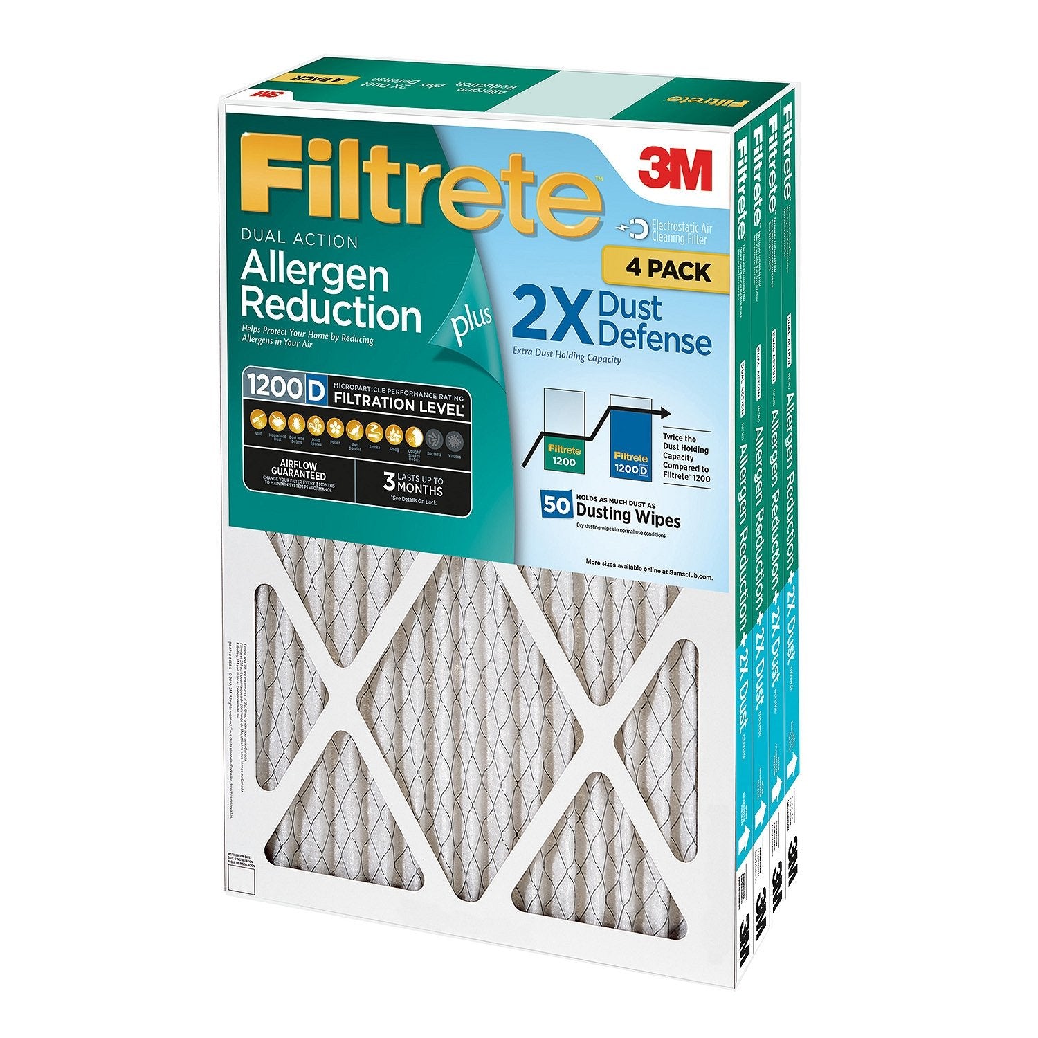 Filtrete Dual-Action Micro Allergen Plus 2X Dust Defense Filter 20x25x1 (4-pk.) - Like New
