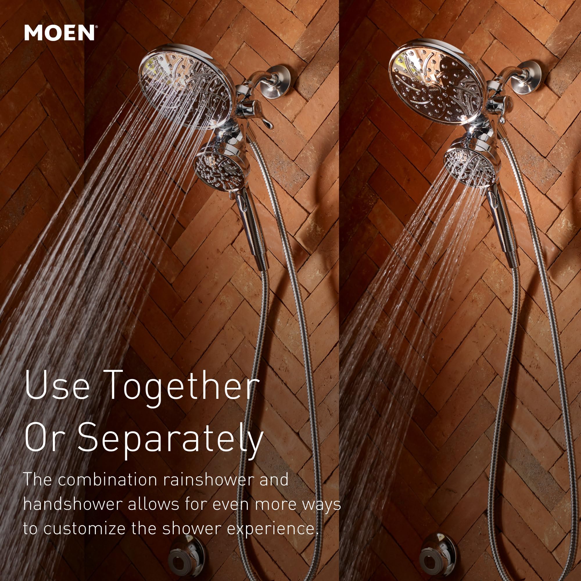 Moen 26009SRN Engage Magnetix 2-in-1 Combo Rain Showerhead with Handheld Spray, Magnetic Docking System, Spot Resist Brushed Nickel, 6-Spray Settings, 2.5 GPM