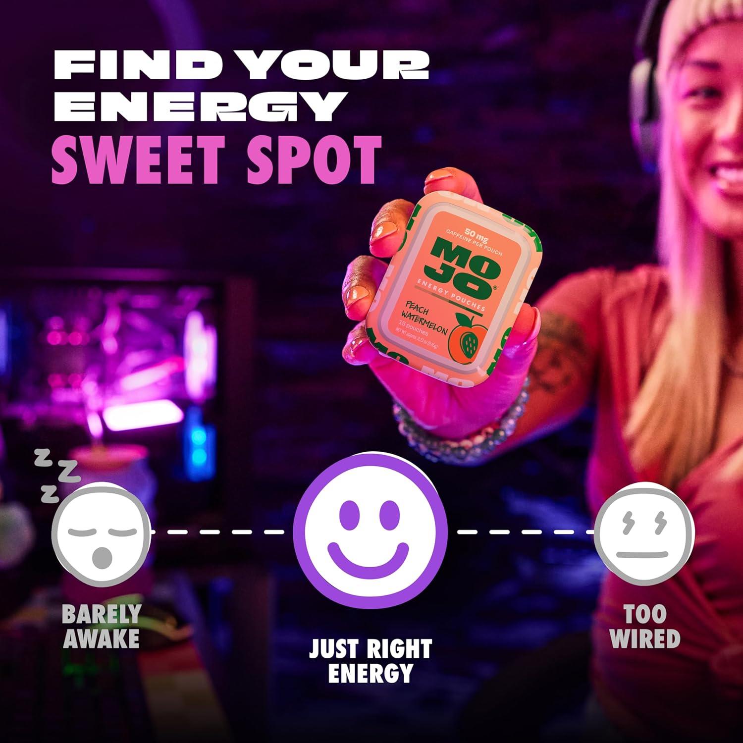 MOJO Energy Pouches 50 mg Caffeine Liquid-Free On-The-Go Energy Boost - 15 Count