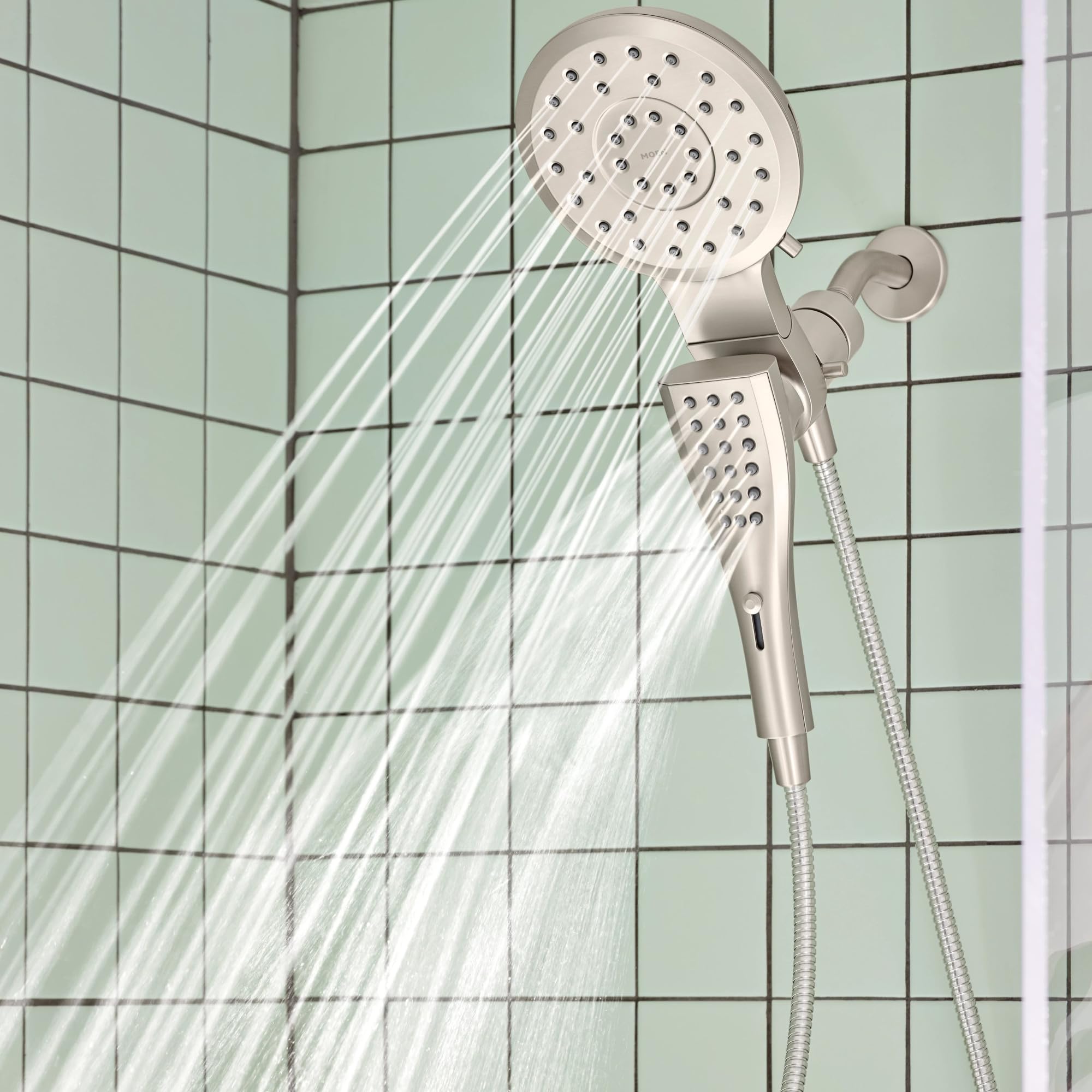 Moen Verso Spot Resist Nickel Round Rain Shower Head and Detachable Handshower Combination with Magnetix Docking System and 60-inch Metal Hose, 220C2SRN